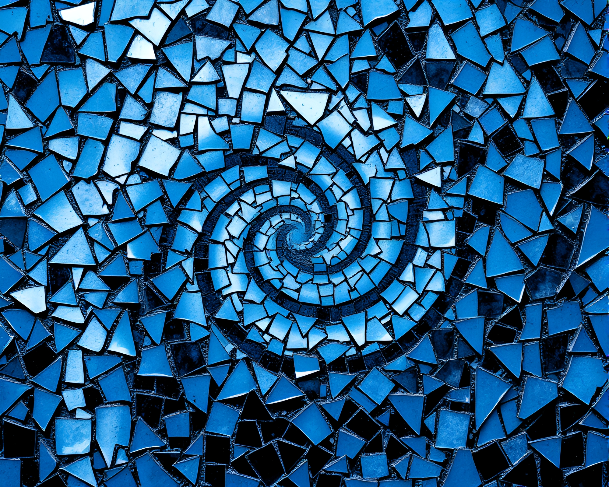 Psychedelic Swirl Monochrome Blue Mosaic Fragment – free AI stock image