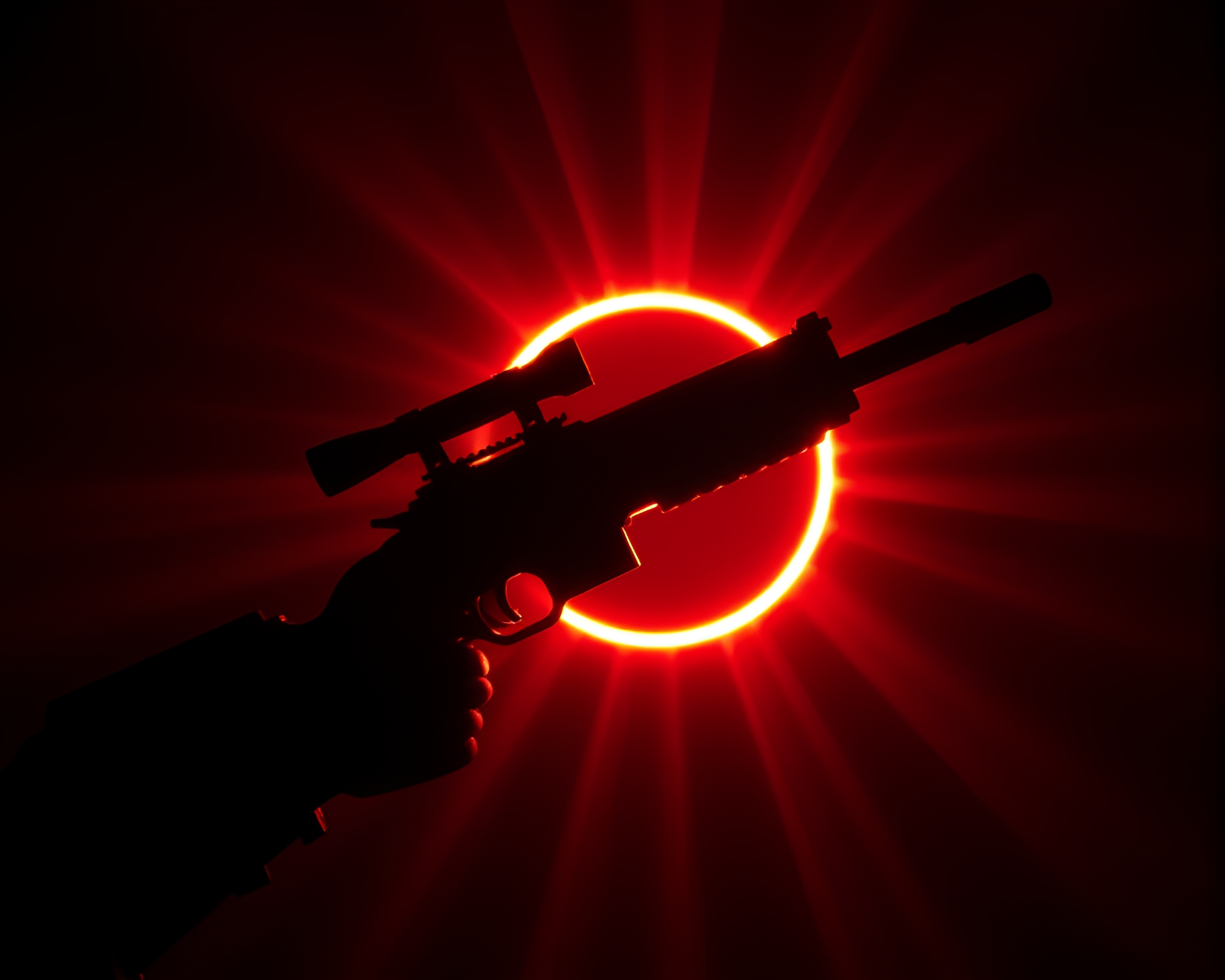 Retro Plasma Rifle Eclipse with Film Sprocket Holes – free AI stock image