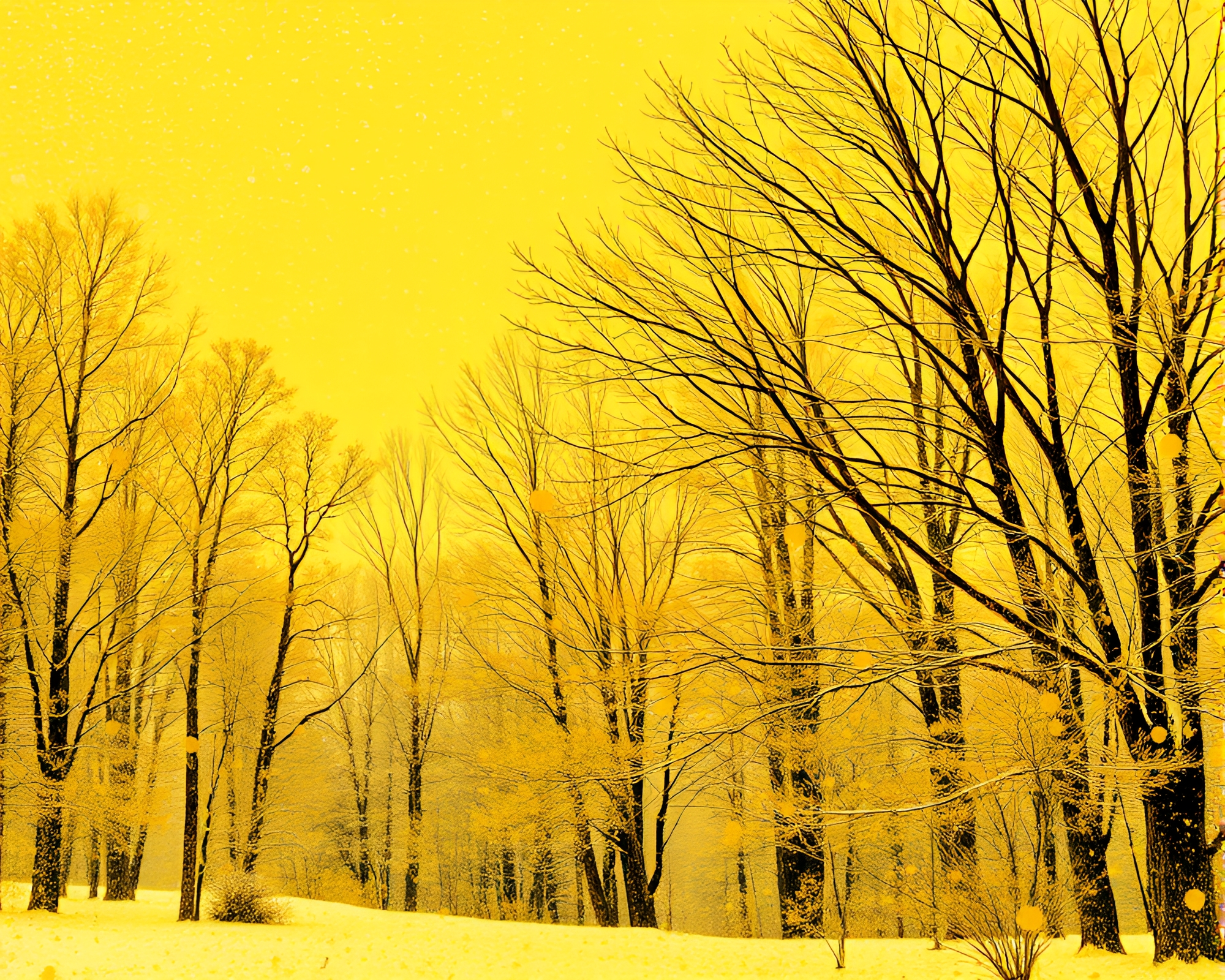 Mustard Yellow Winter Wonderland: Acrylic X-Ray Splatter Art – free AI stock image