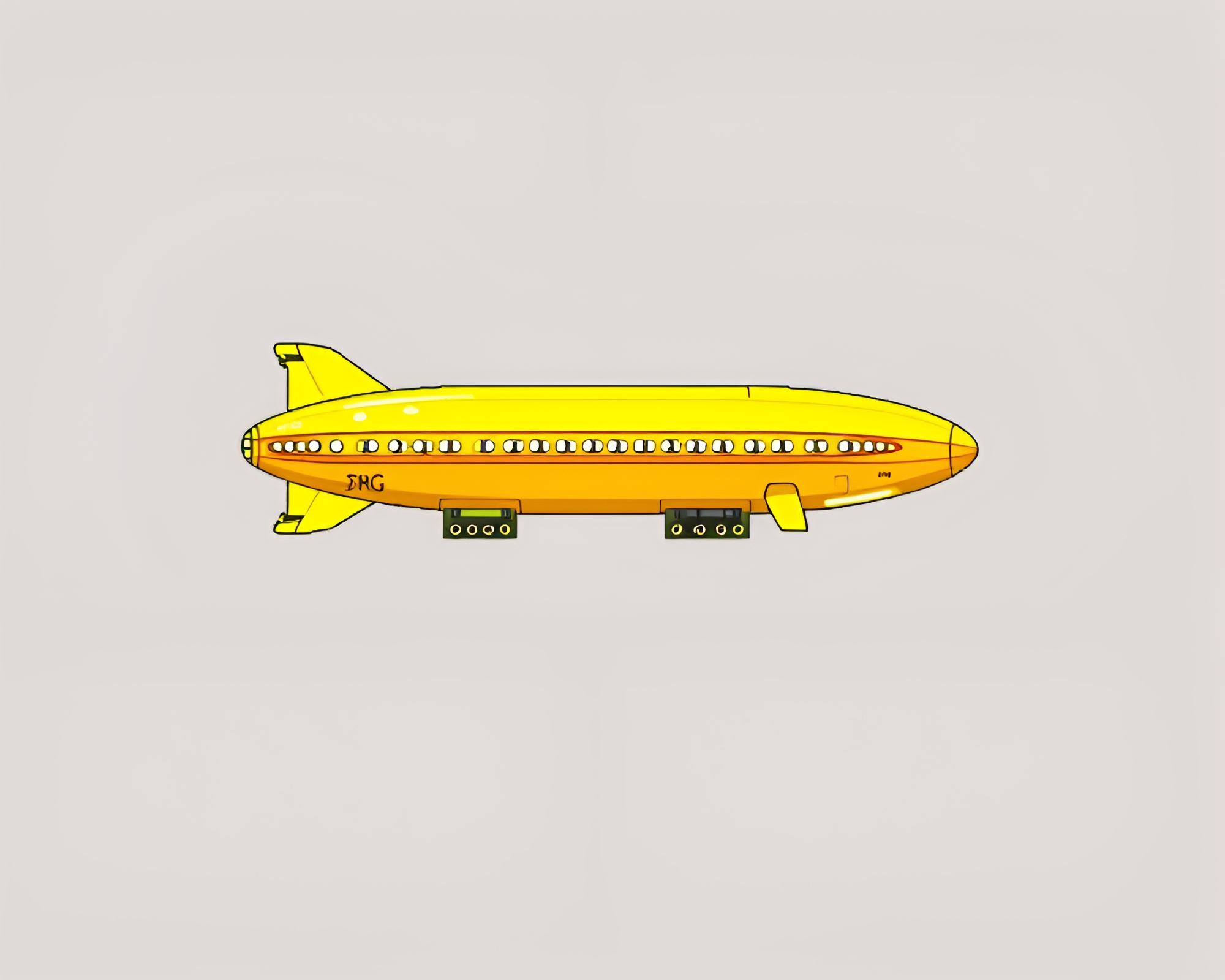 Mirrored Zeppelin in Lemon Yellow 8-Bit World – free AI stock image