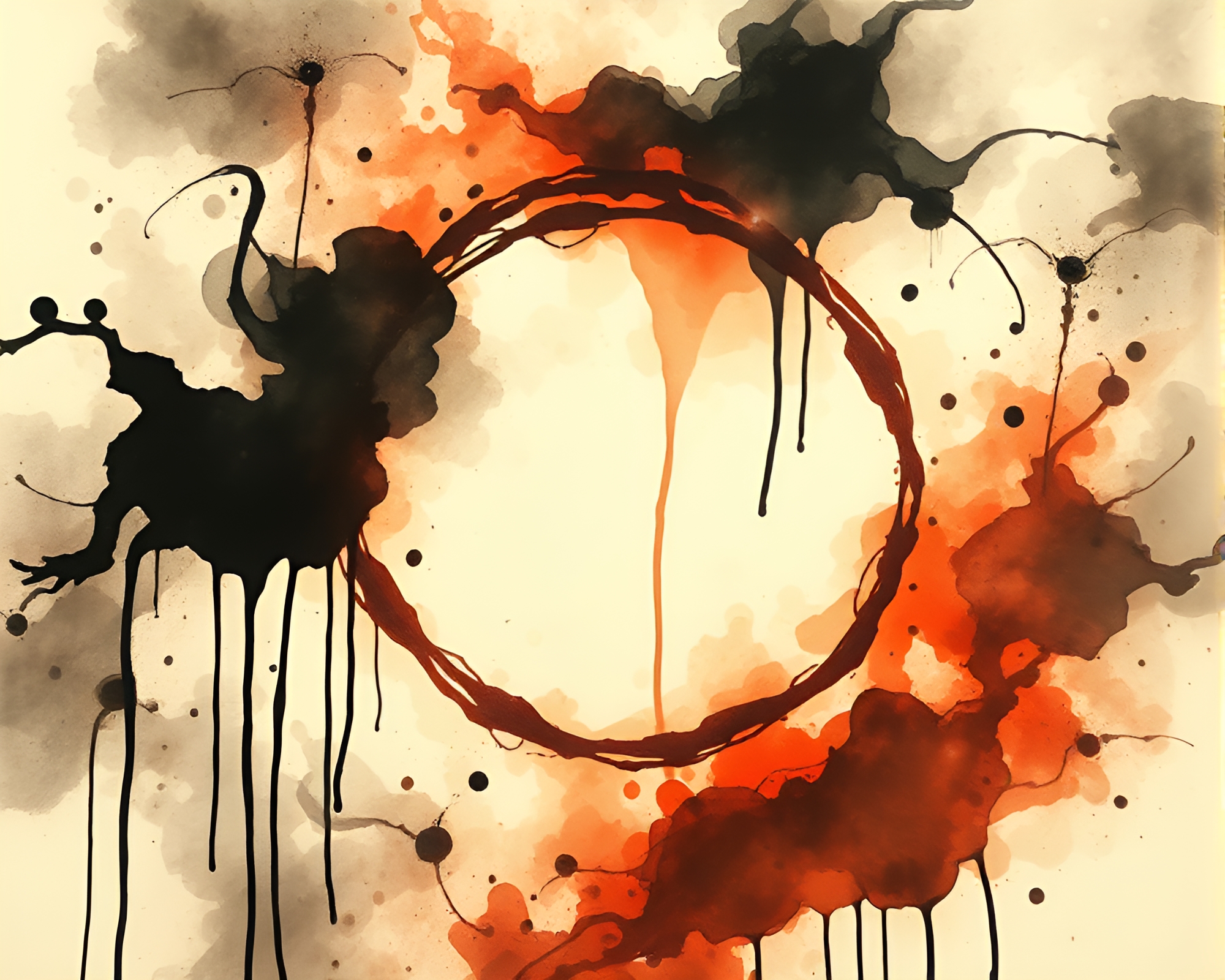 Necromantic Magic Circle Ink Wash Drips Light Painting – free AI stock image