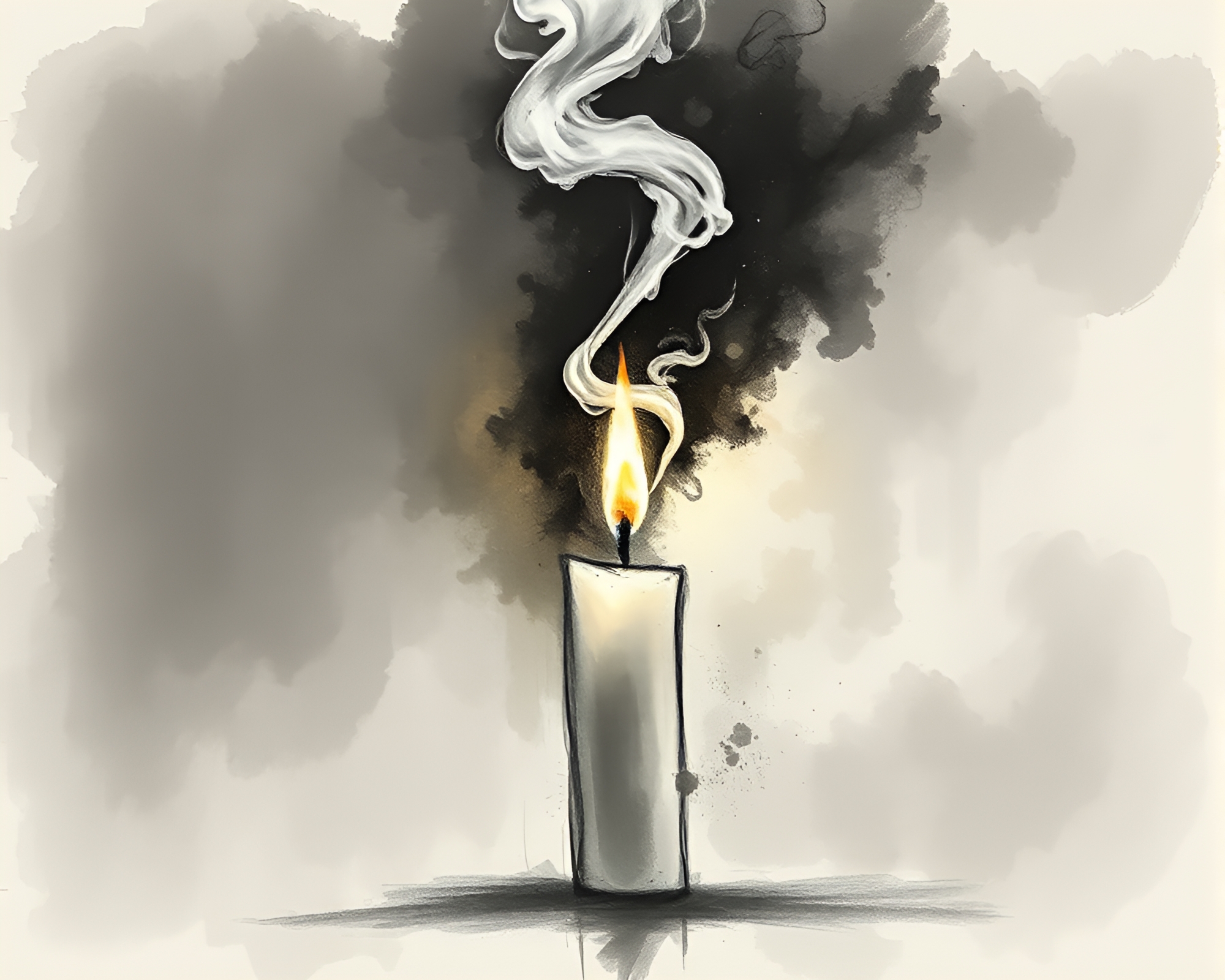 Candle Smoke Embraced: A Charcoal Sketch – free AI stock image