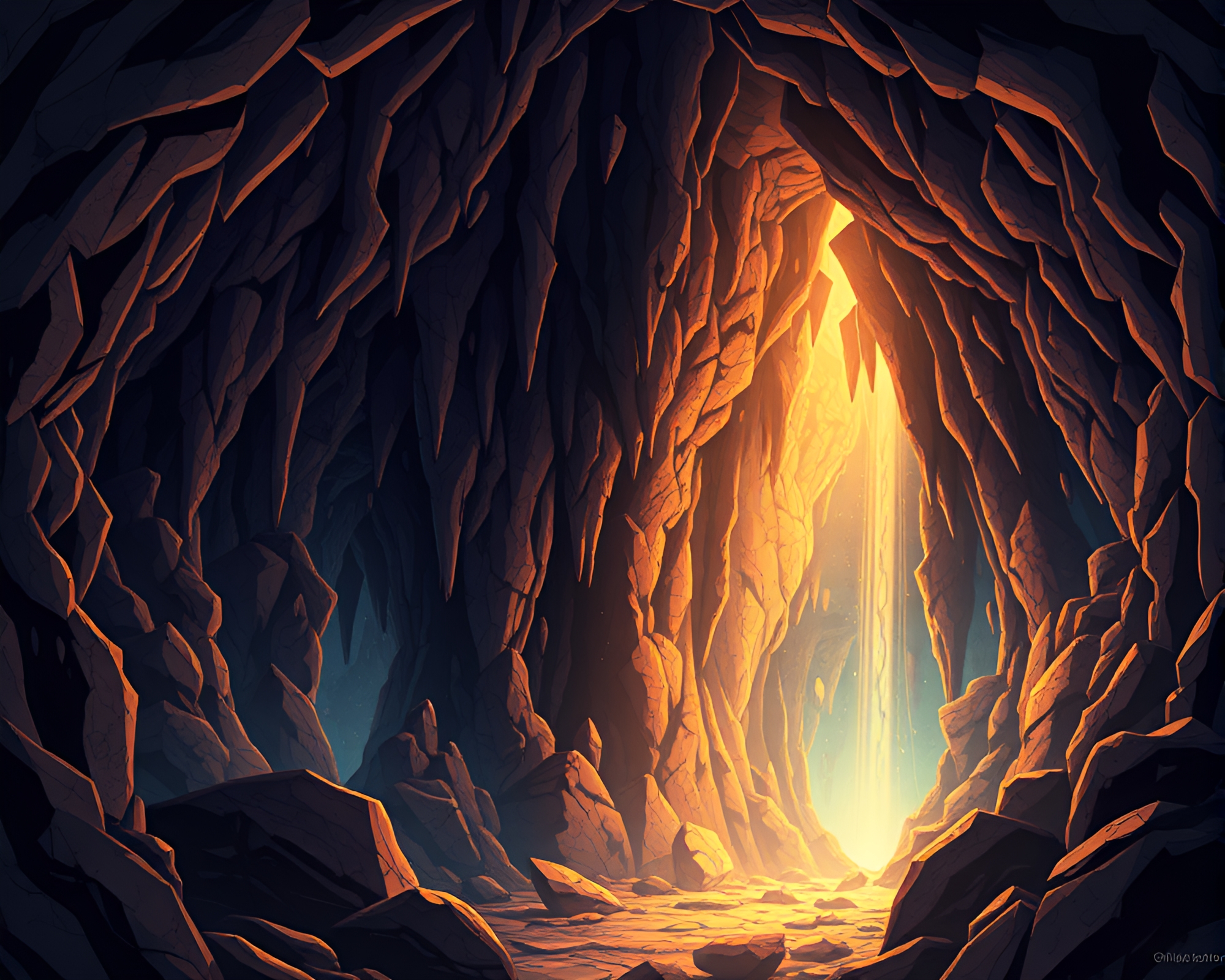 Anime-style Kaleidoscope Cave with Stalactites – free AI stock image