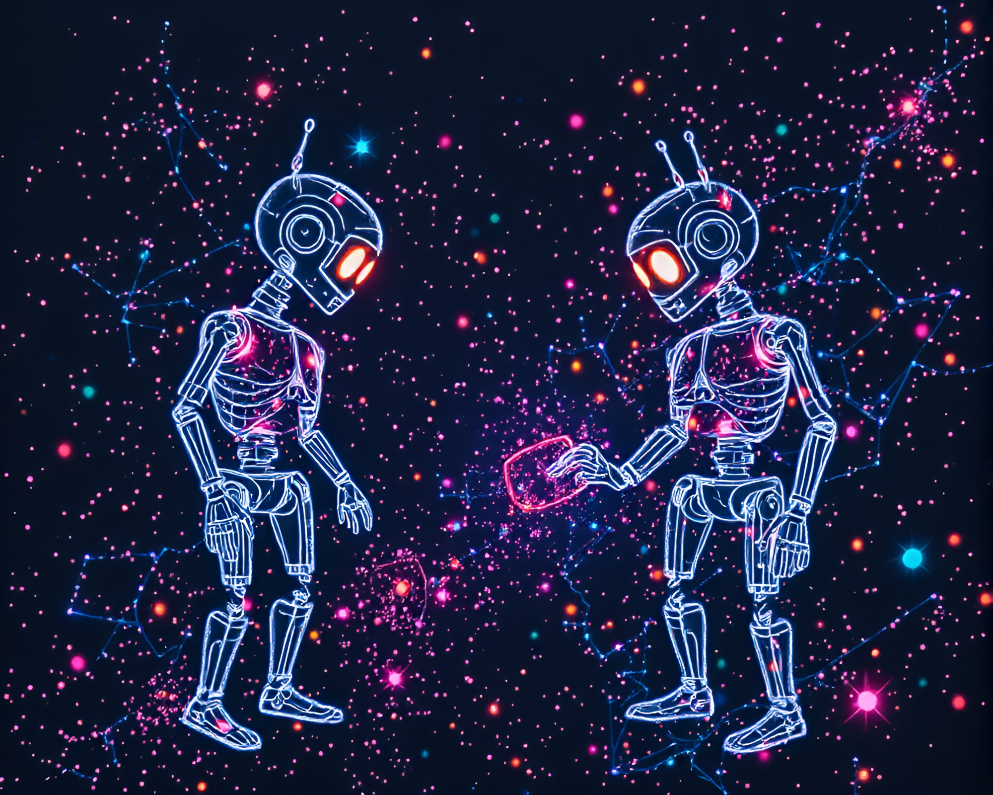 Robotic Laboratory with Holographic Fractal Glow – free AI stock image