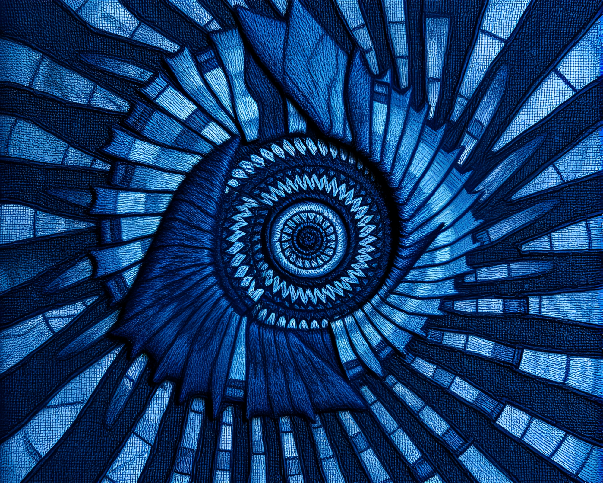 Embroidered Labyrinth of Indigo Mystery – free AI stock image