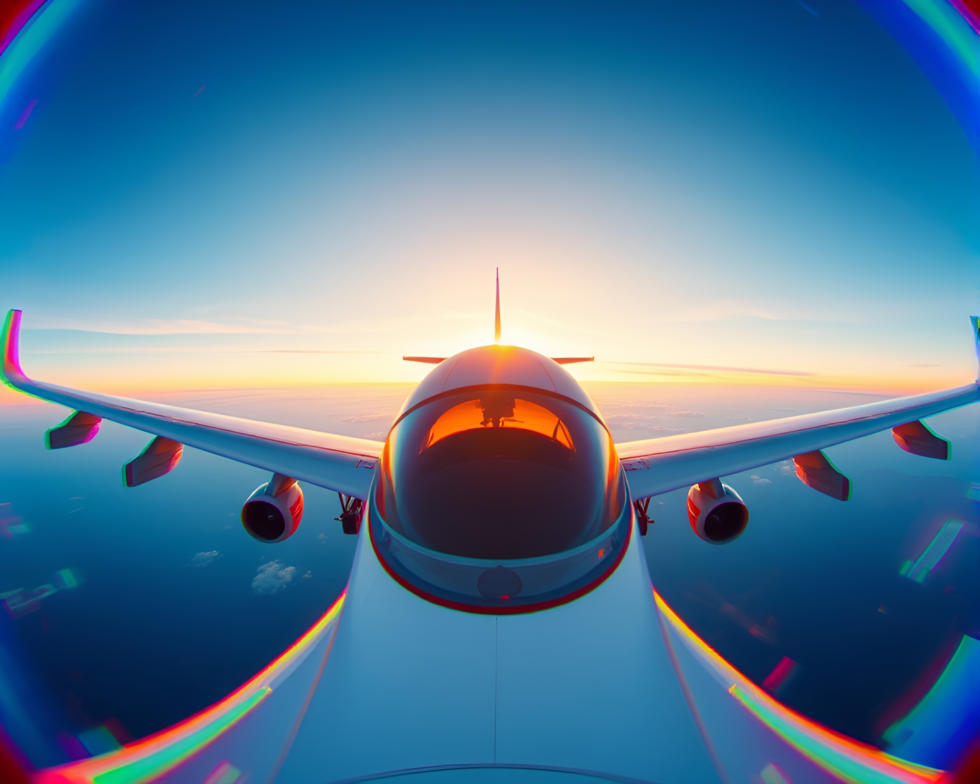 Glitchy Fisheye Airplane Abstract Macro Photography – free AI stock image