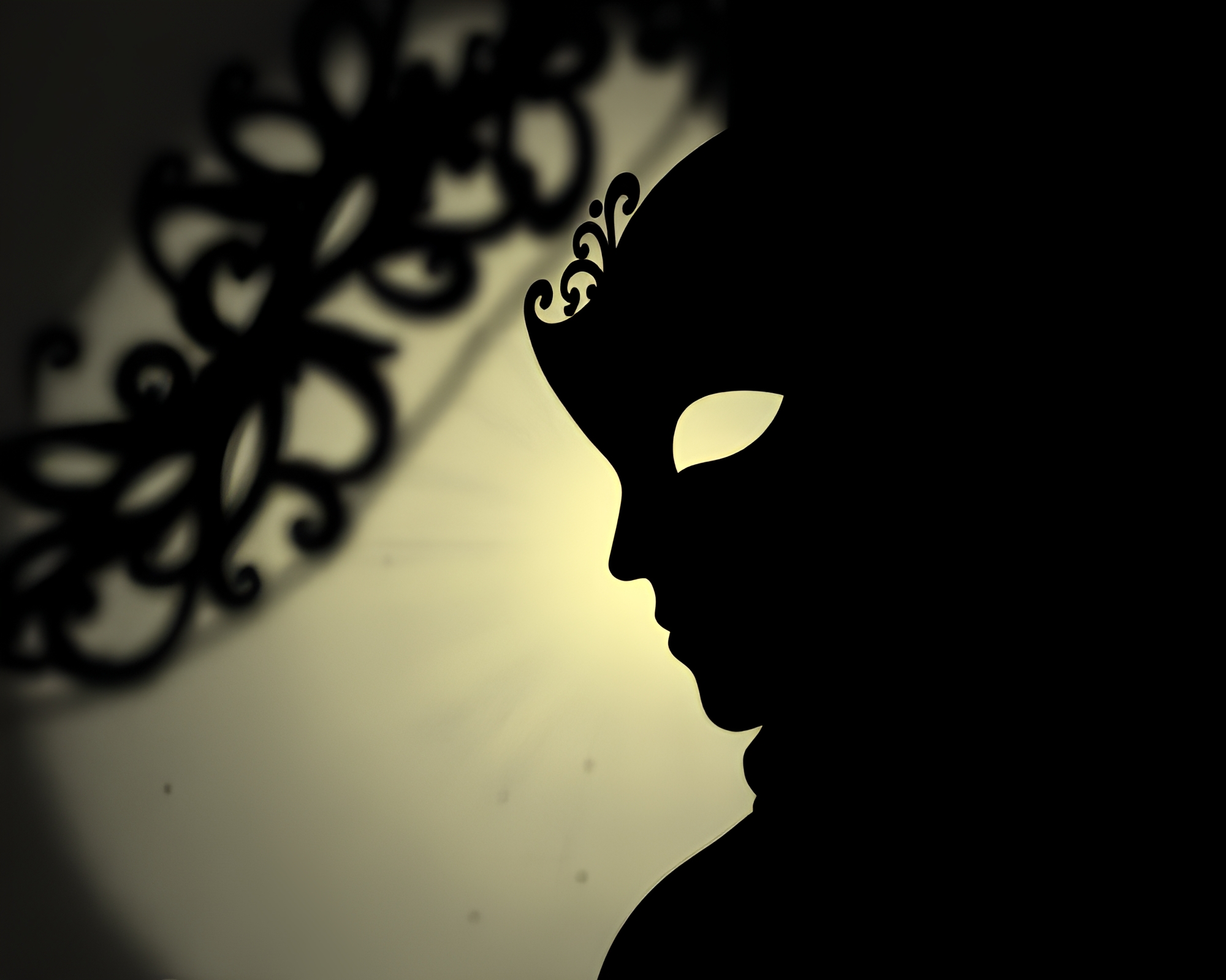 Venetian Mask Silhouette in Manga Shadow Art – free AI stock image