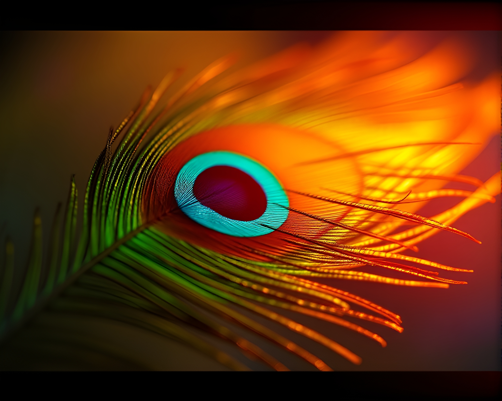 Enchanting Peacock Feather with Holographic Sheen – free AI stock image