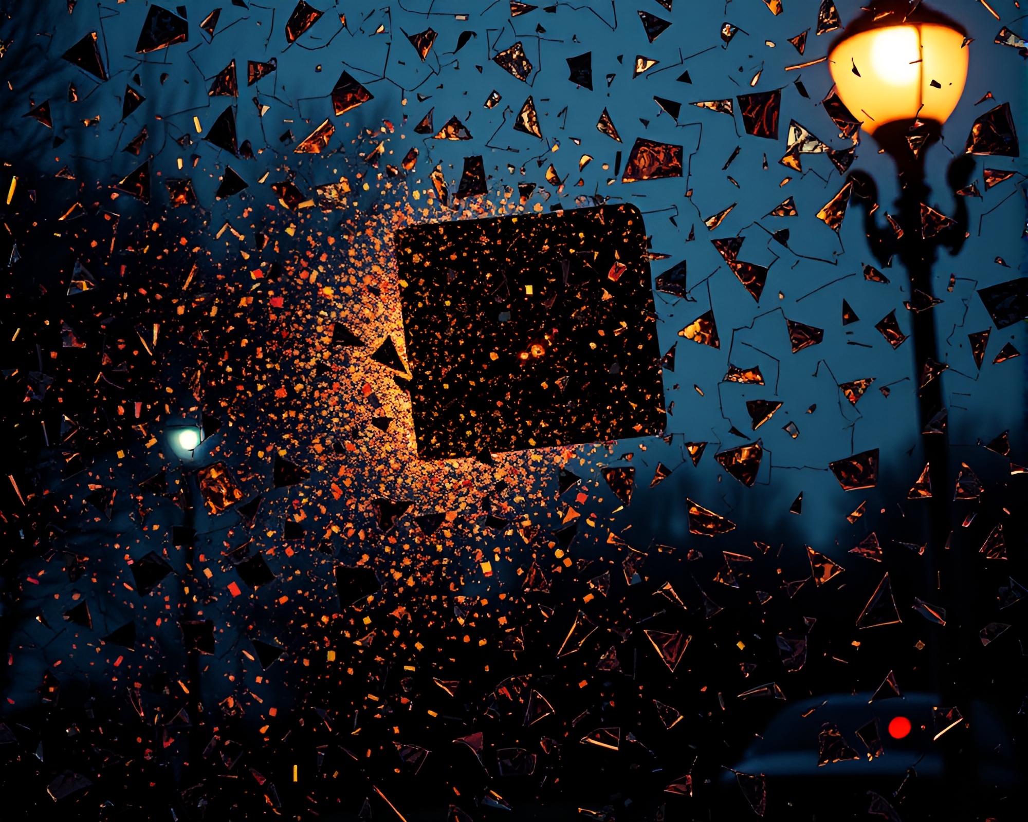Quantum teleporter in broken duochrome mosaic light – free AI stock image