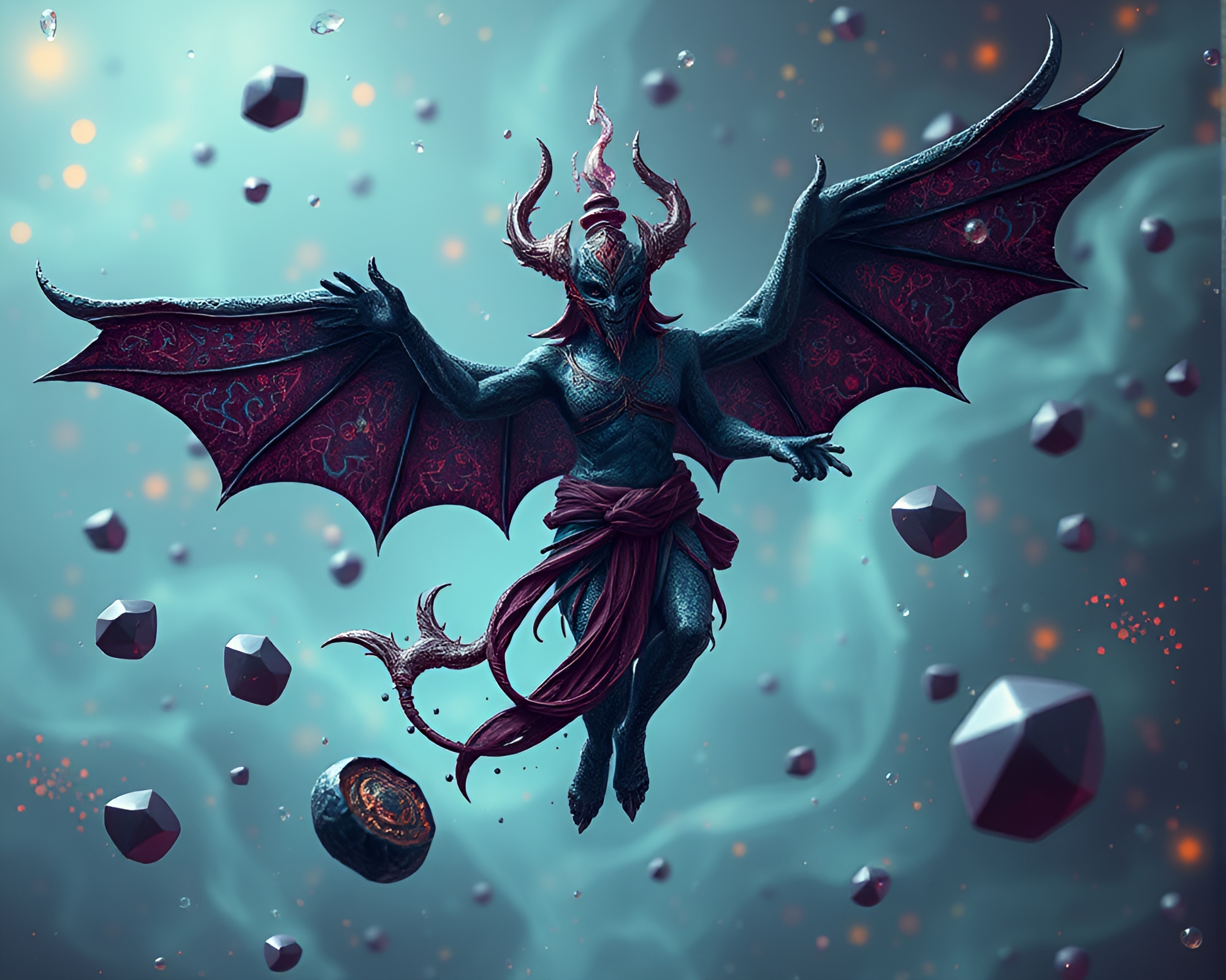 Enchanted Djinn Amidst Floating Oil-Particles – free AI stock image