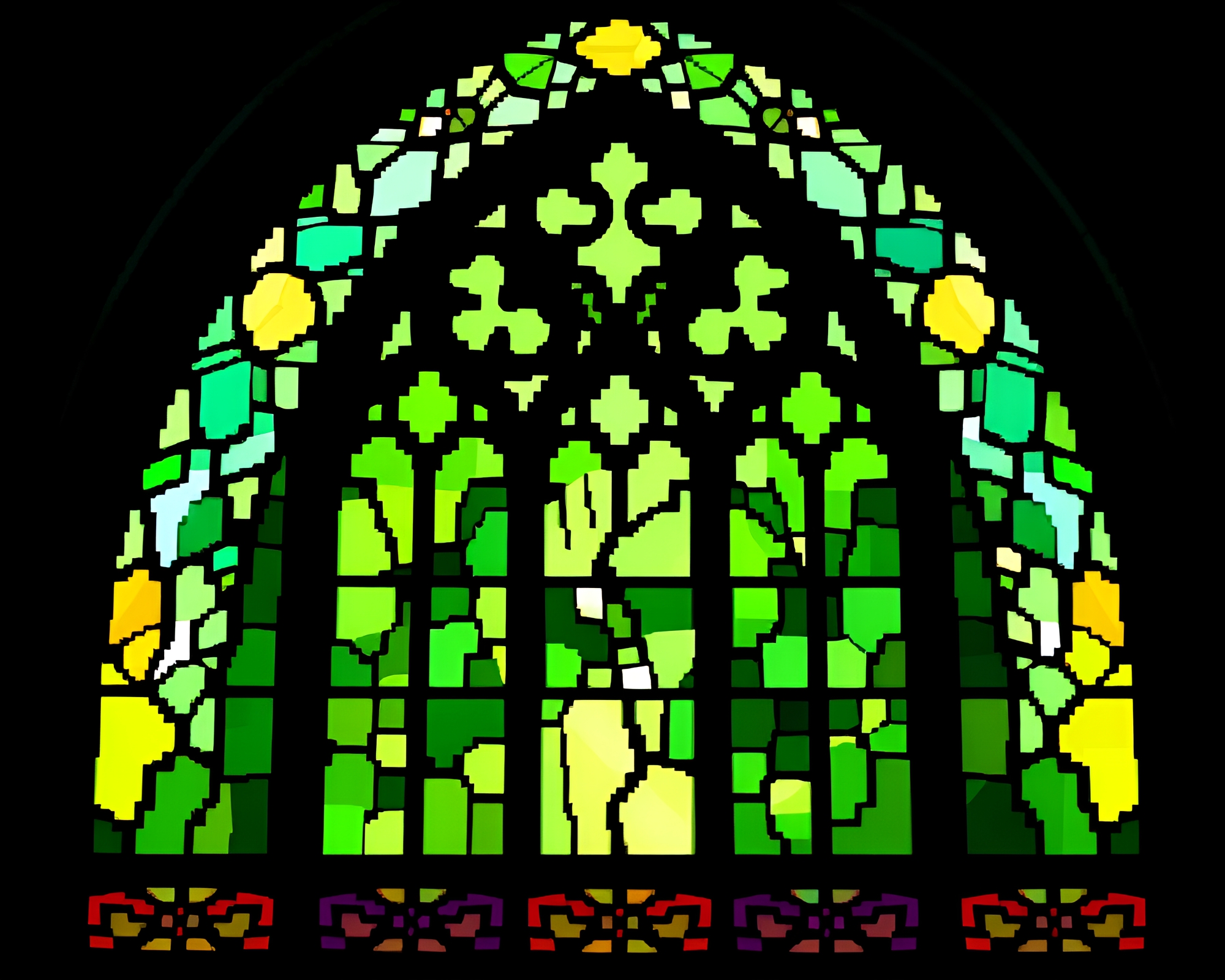 Glowing Pixelated Stained-Glass Window Artwork – free AI stock image