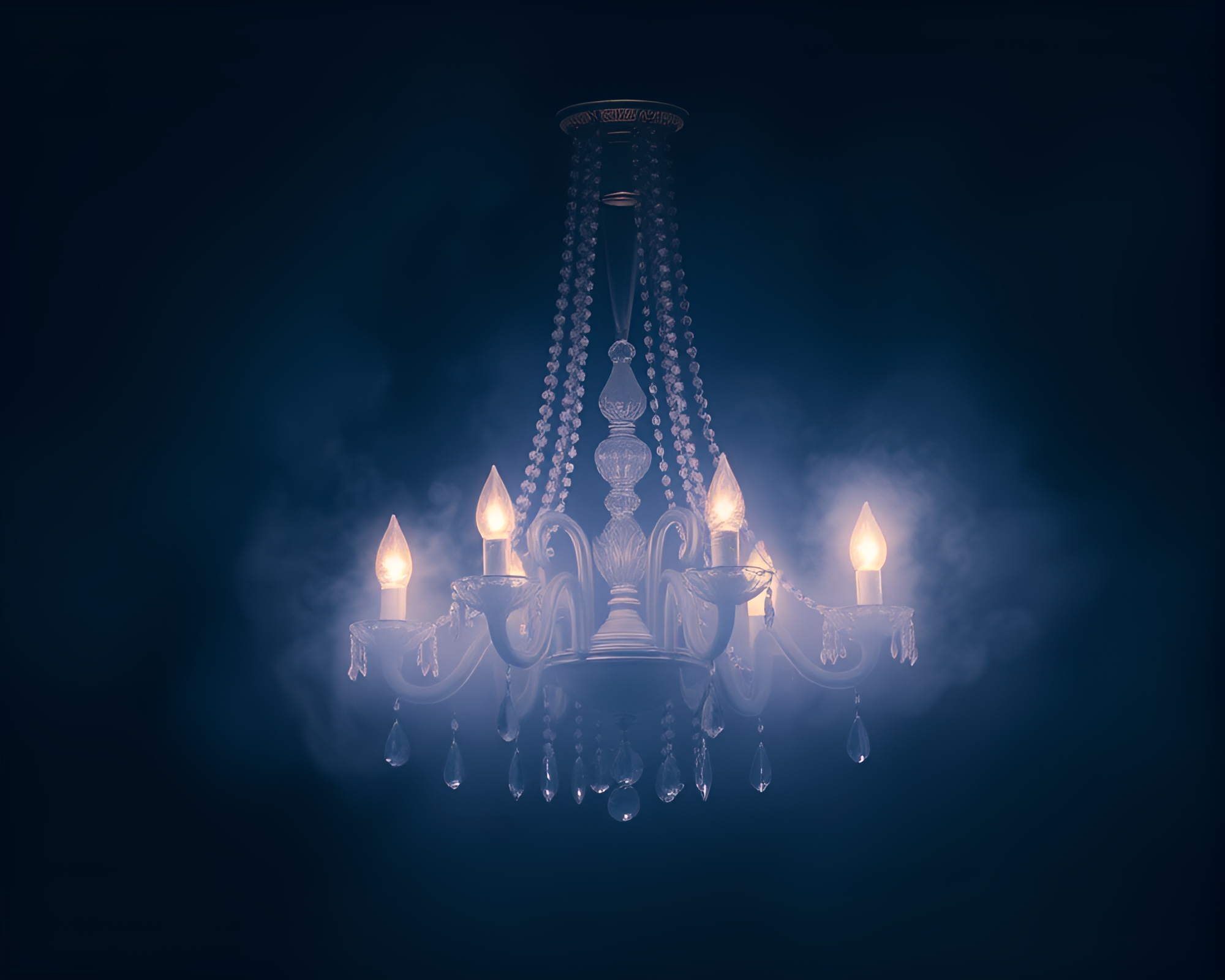 Victorian Chandelier in Sapphire Fog Blueprint – free AI stock image