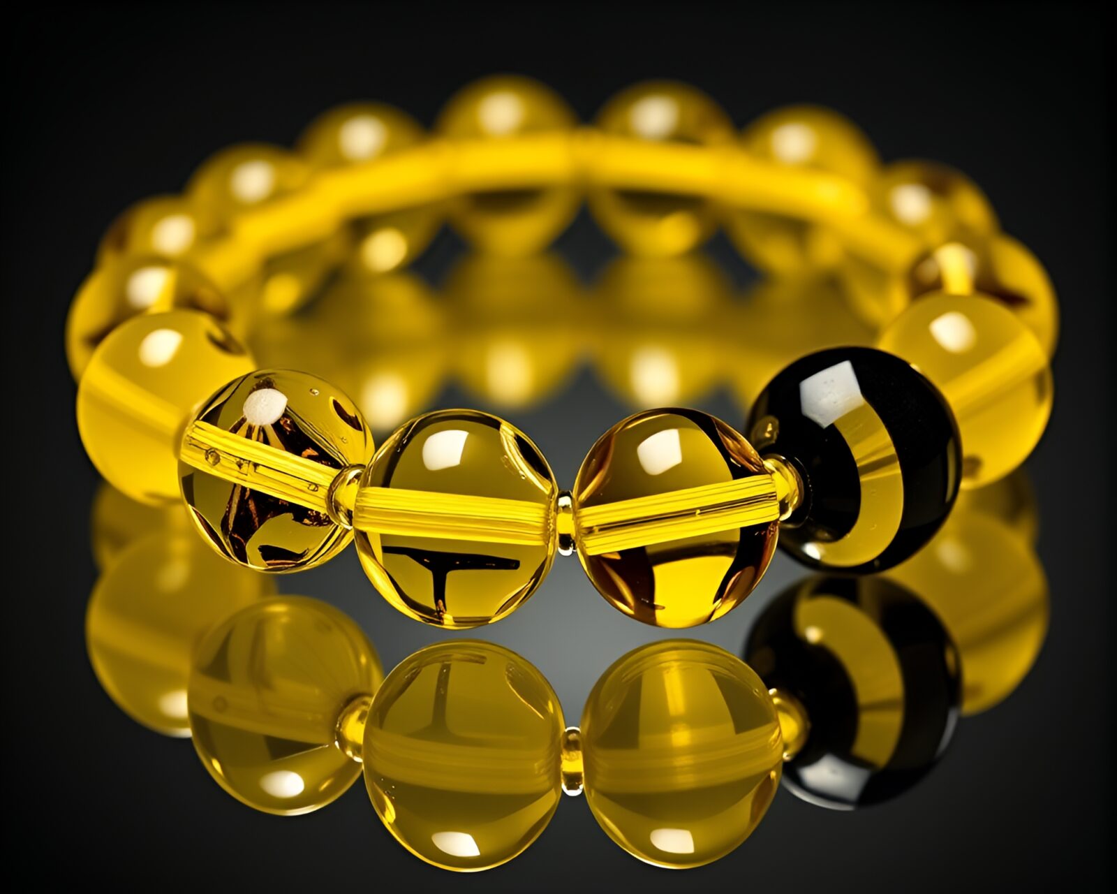 Abstract cubist-style bracelet in monochrome yellow hues
