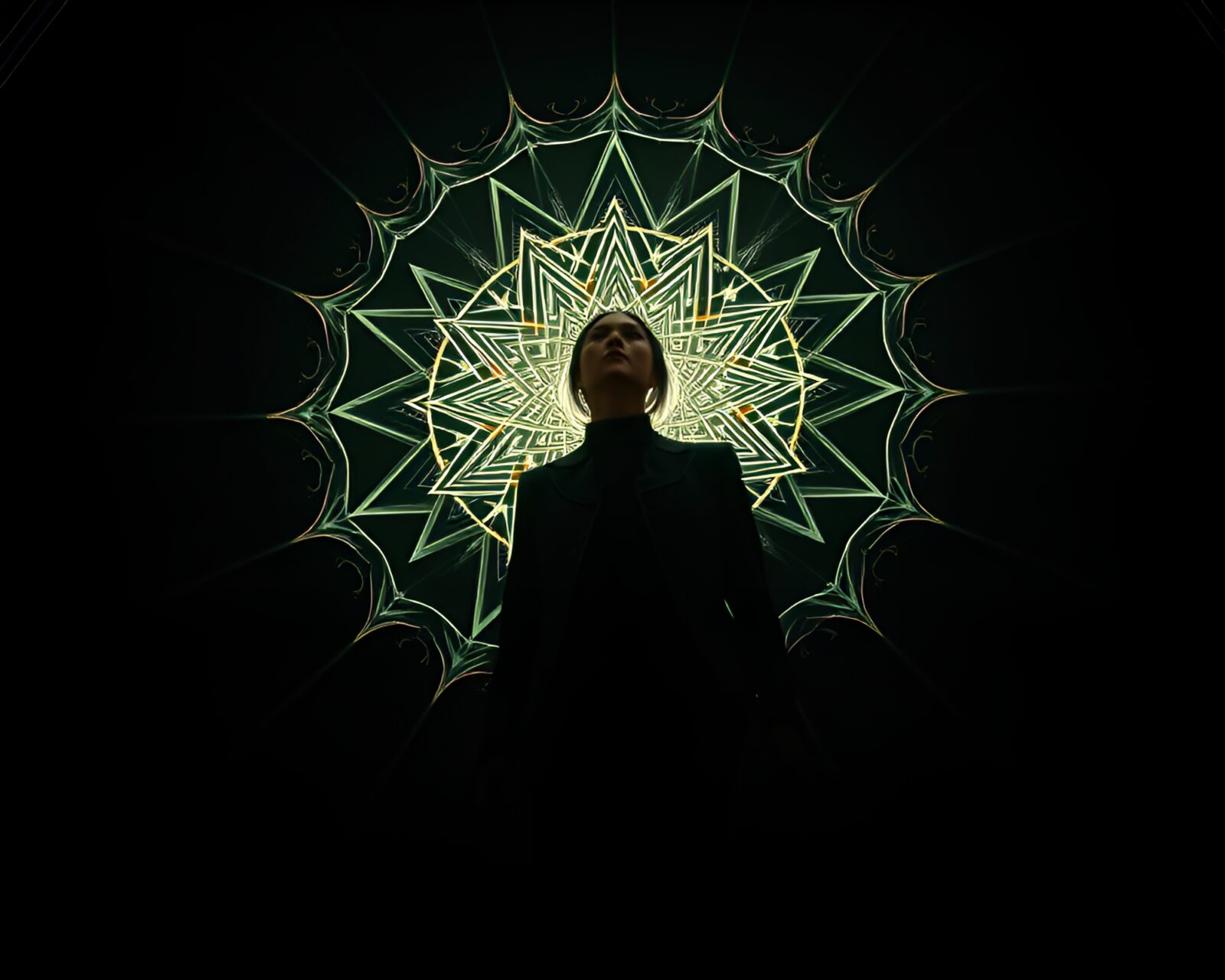Abstract fisheye effect sacred geometry under high-key lighting