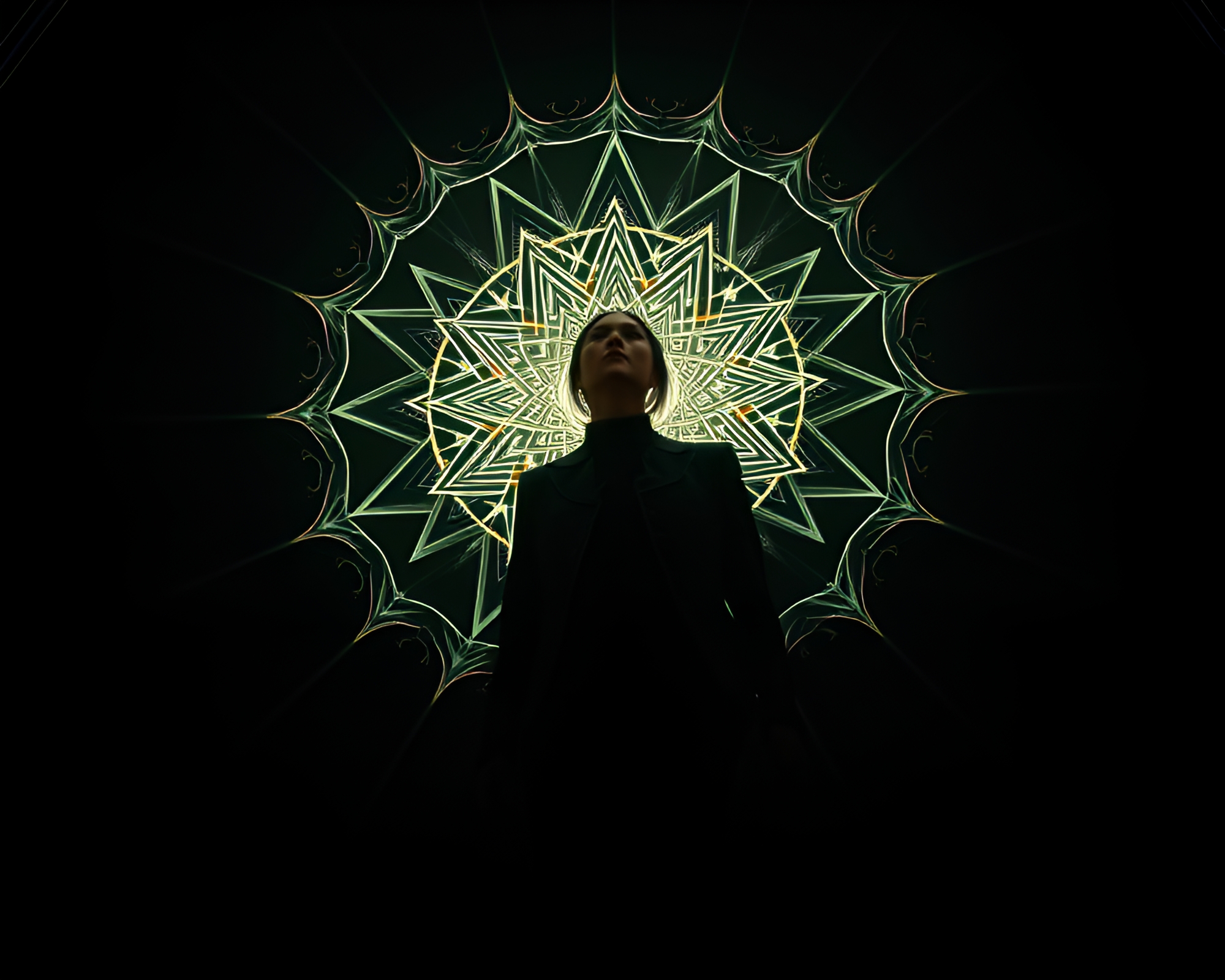 Surreal Sacred Geometry Fashion Illustration – free AI stock image