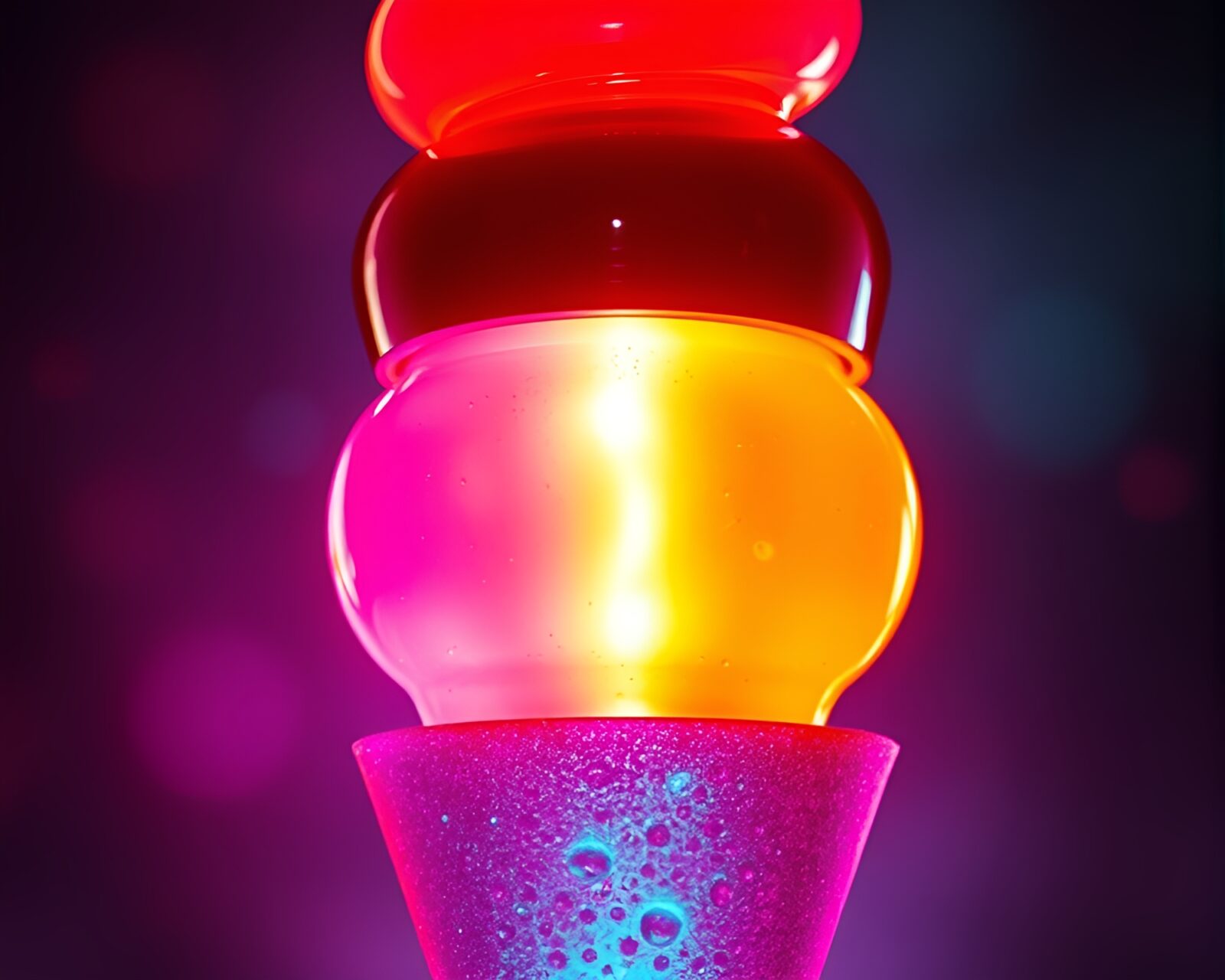 Vibrant gelato cone glowing in cybernetic solar light