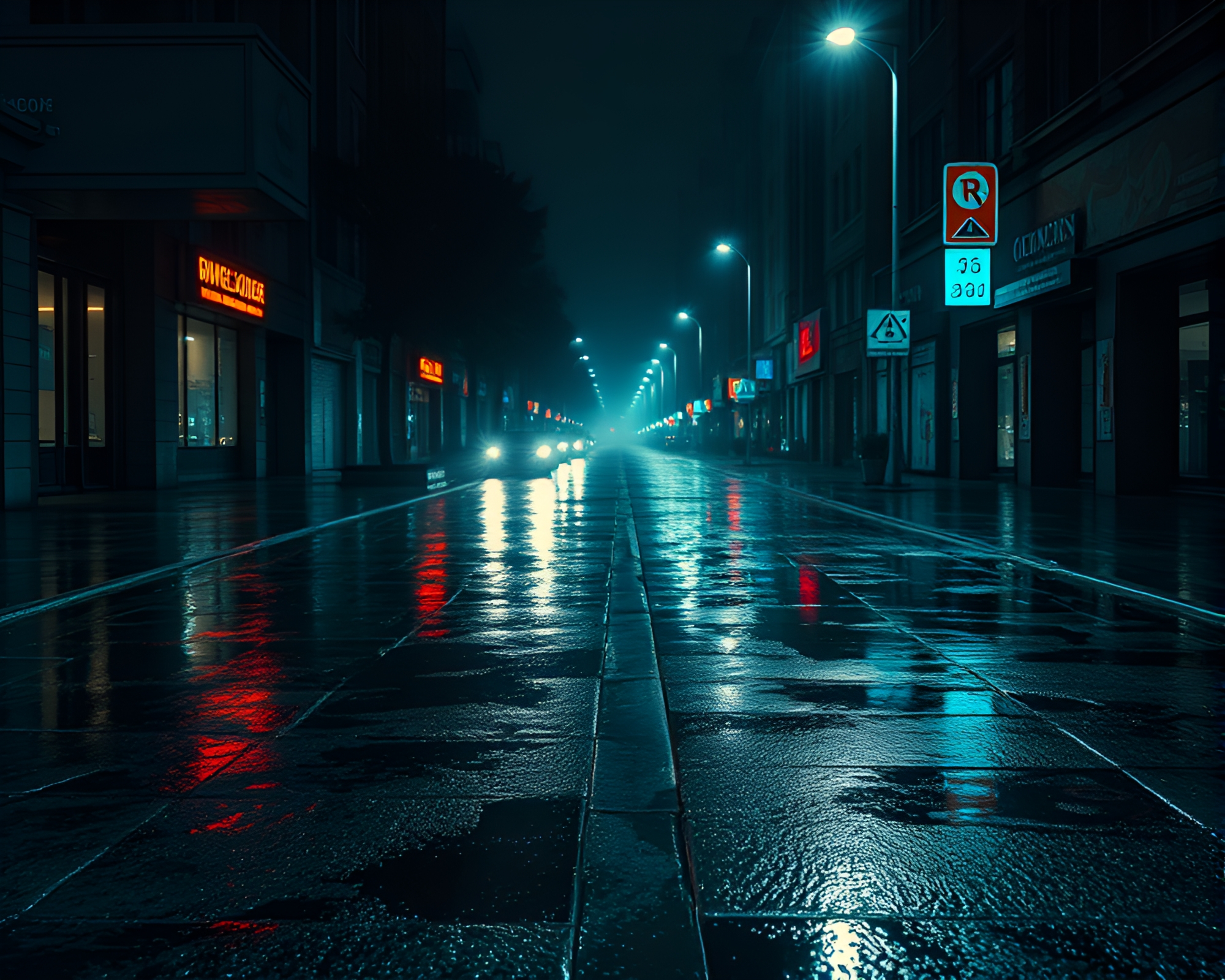 Gryphon in X-Ray Style on Wet Pavement – free AI stock image