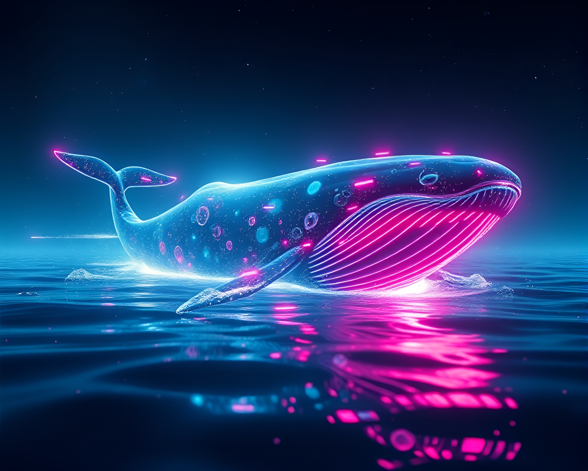 Futuristic Whale Watching with Acrylic Spatters – free AI stock image