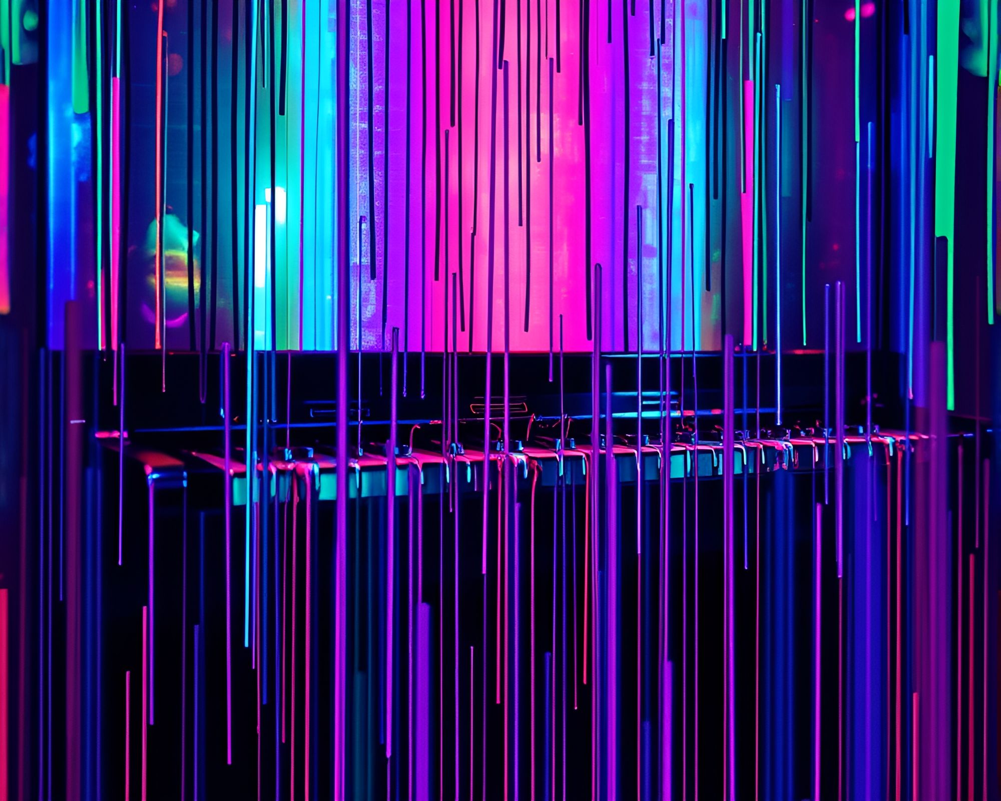 Glitch Piano Symphony in Holographic Drip Art – free AI stock image