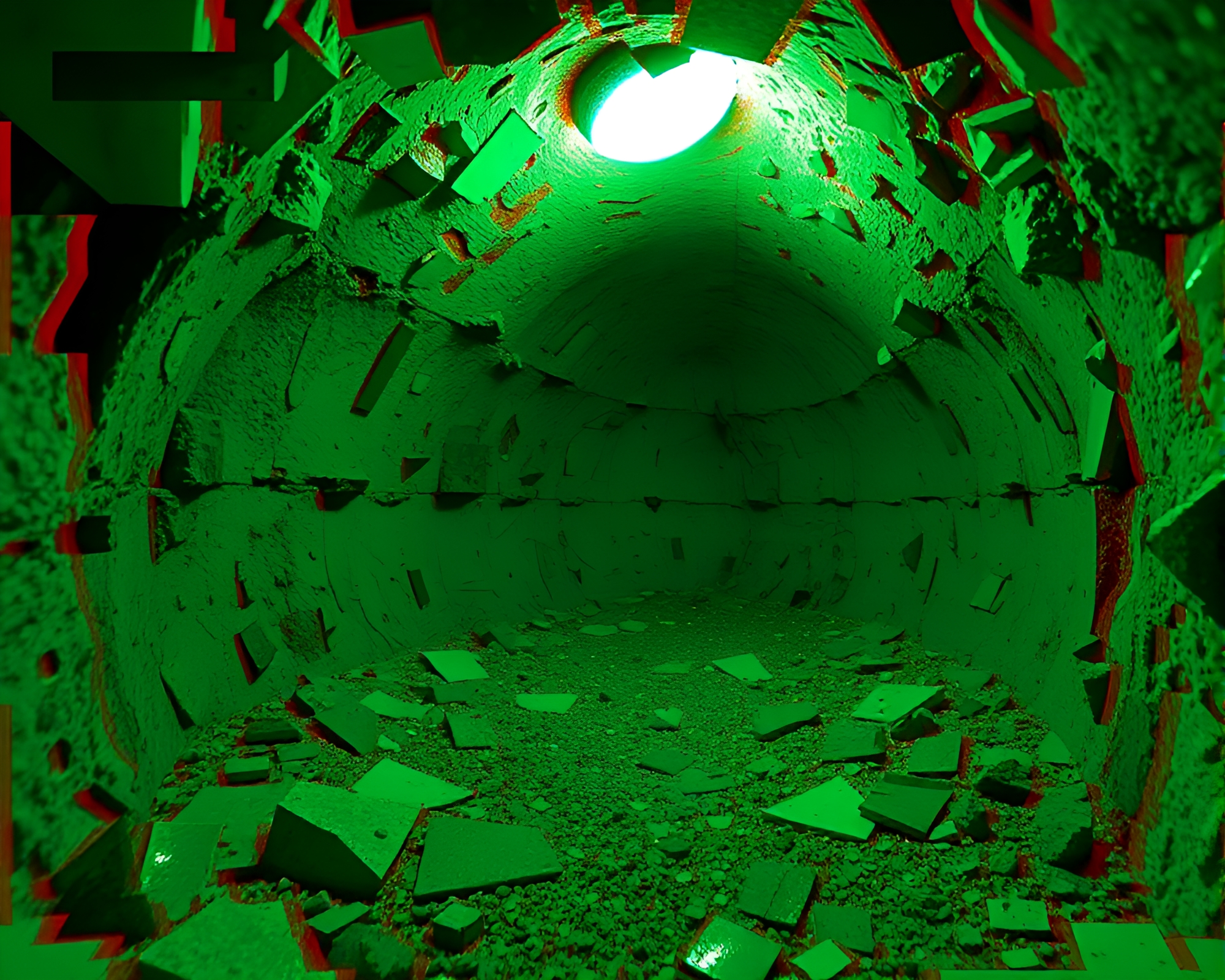 Mint Green Bunker: 3D Glass Shard Artistry – free AI stock image