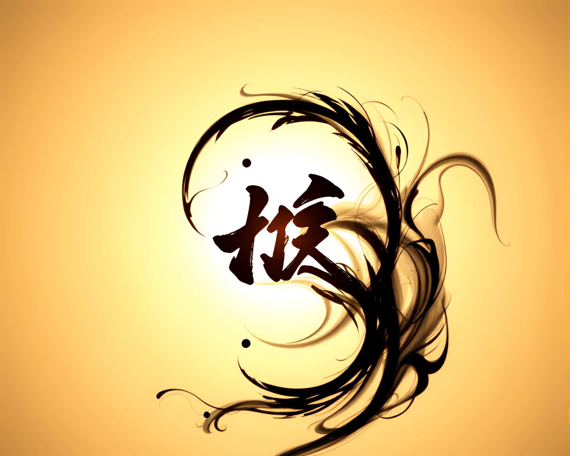 Swirling Ink Silhouette: Calligraphic Skeuomorphism – free AI stock image