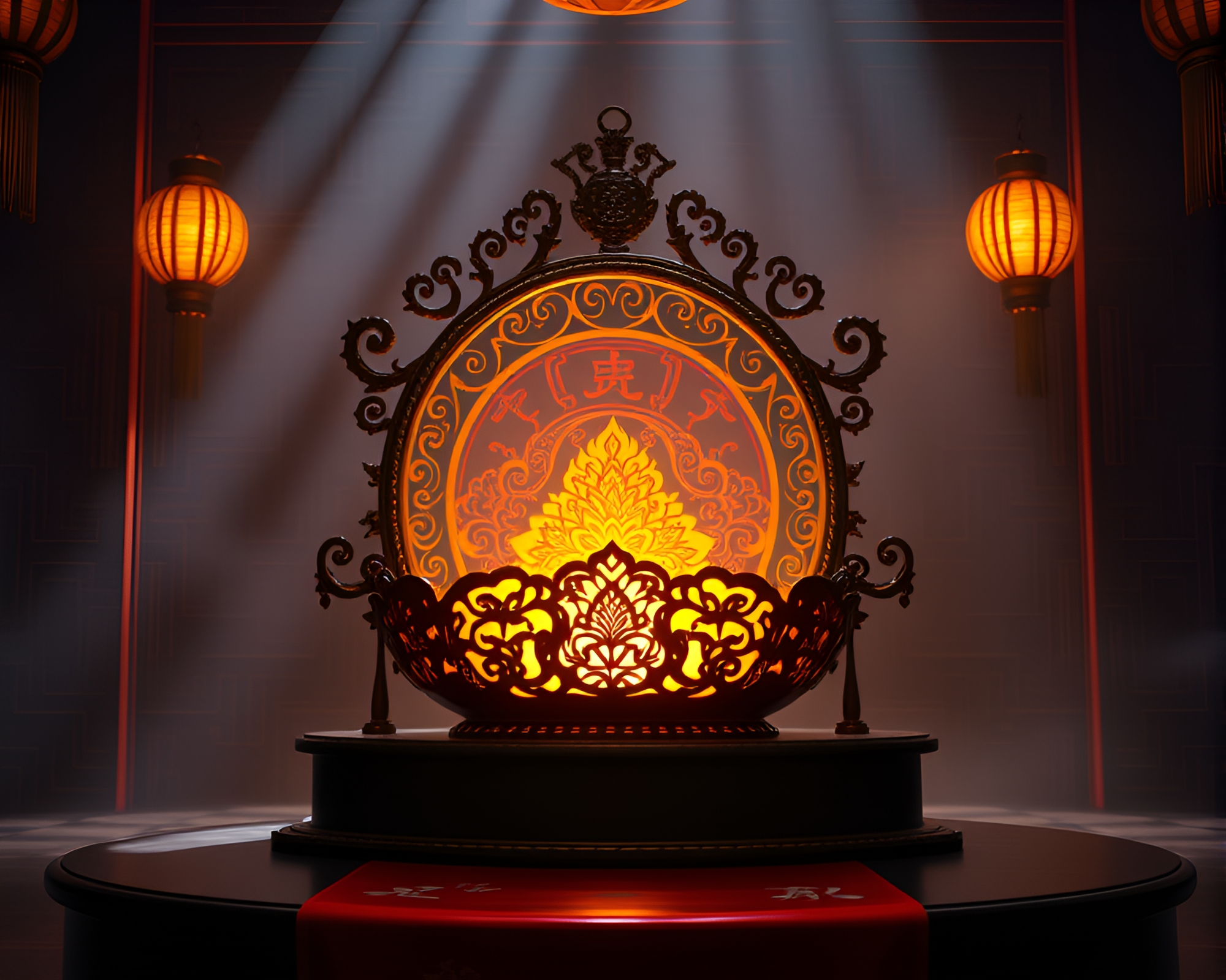 Foil-Stamped Dim Sum Basket in Throne Room Glow – free AI stock image