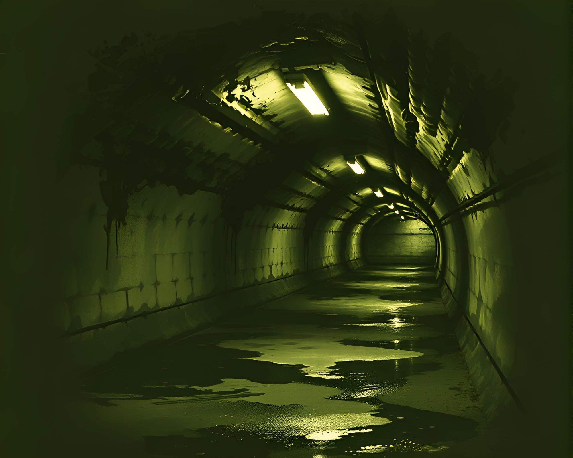 Eerie Ink Splashes in X-Ray Bunker – free AI stock image