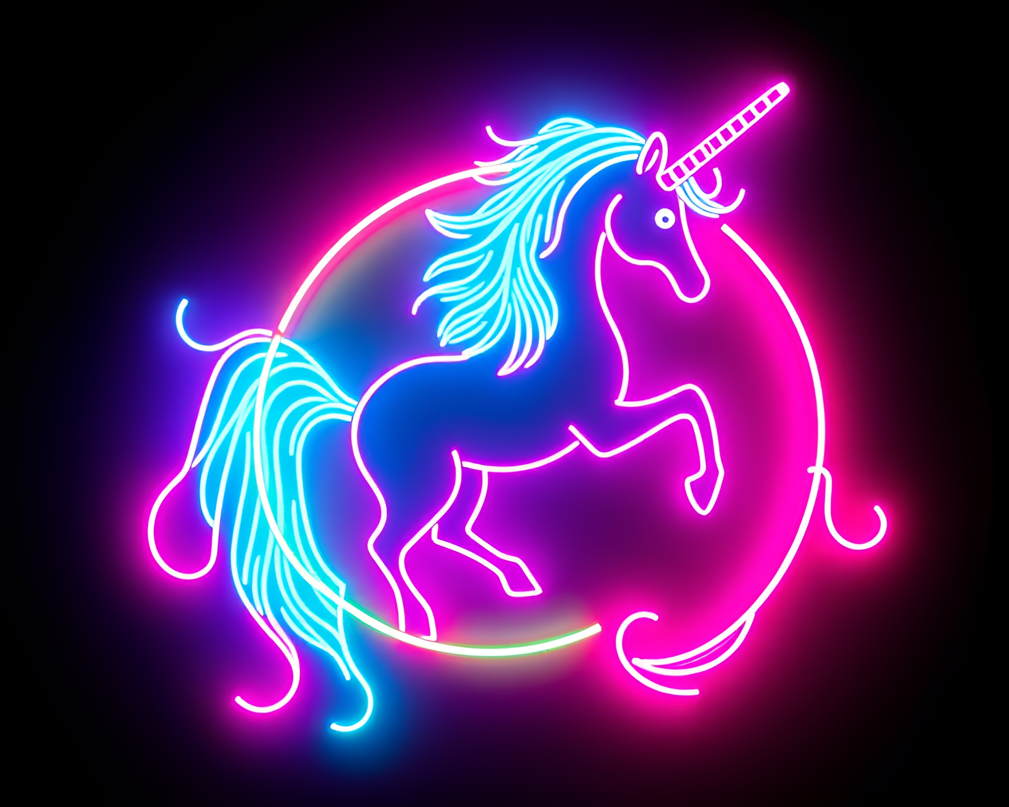 Whimsical Unicorn Spiral in Neon Fantasy – free AI stock image
