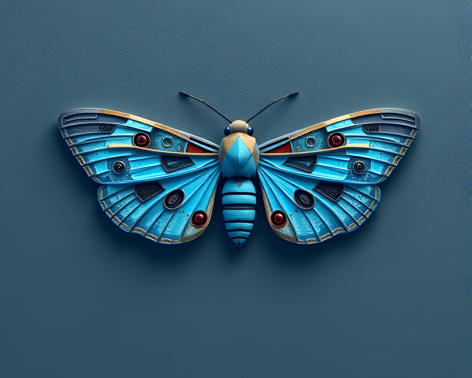 Voxel art of a frosty blue moth texture