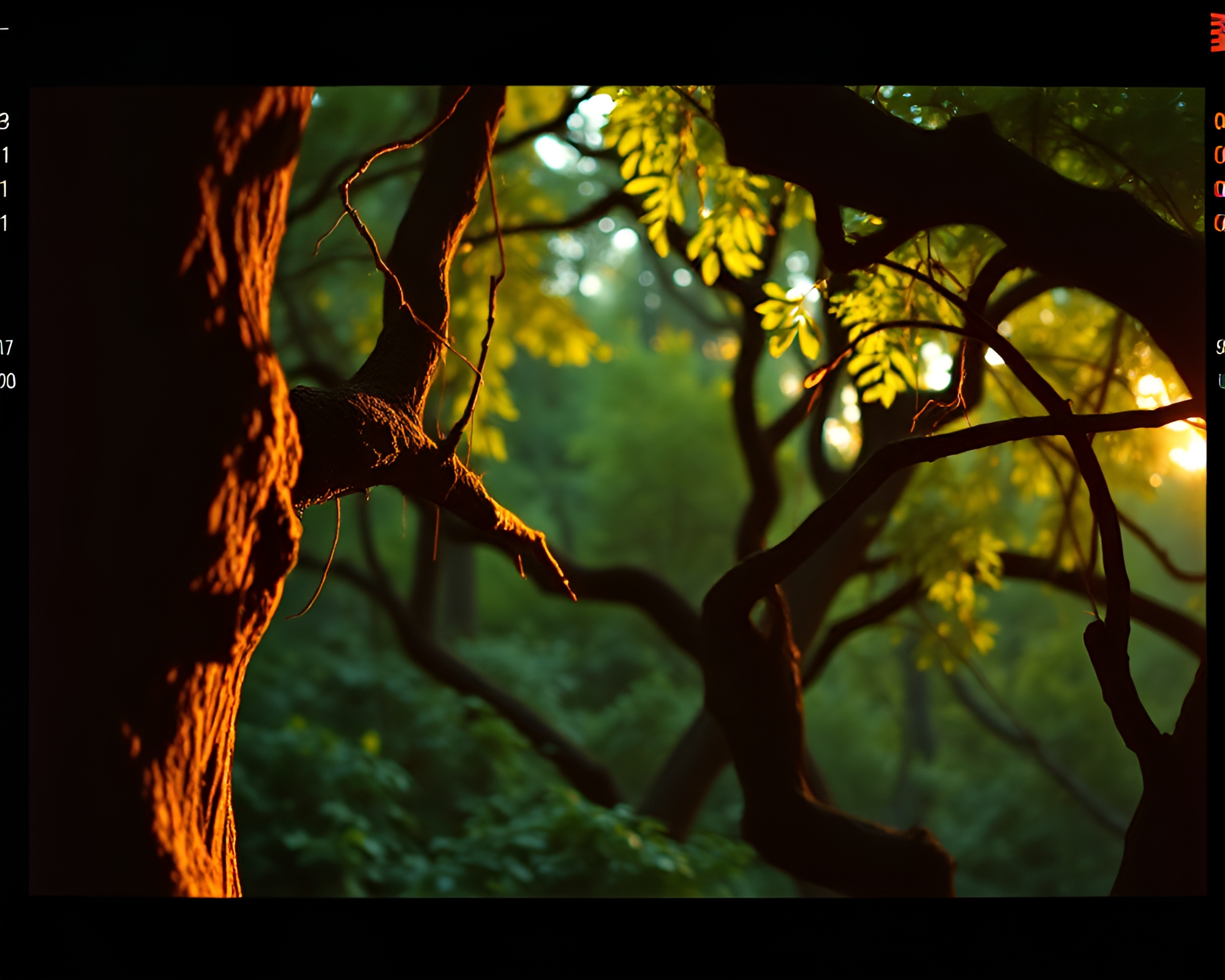 Enchanted Forest Film Reel Illuminated by Rim Light – free AI stock image