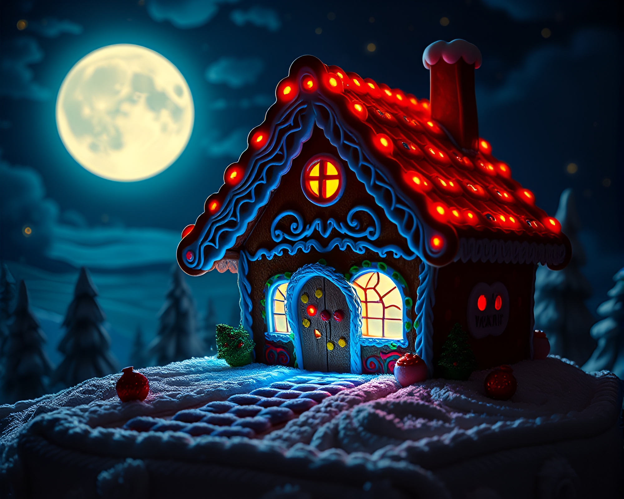 Moonlit Origami Gingerbread Vortex Twist – free AI stock image