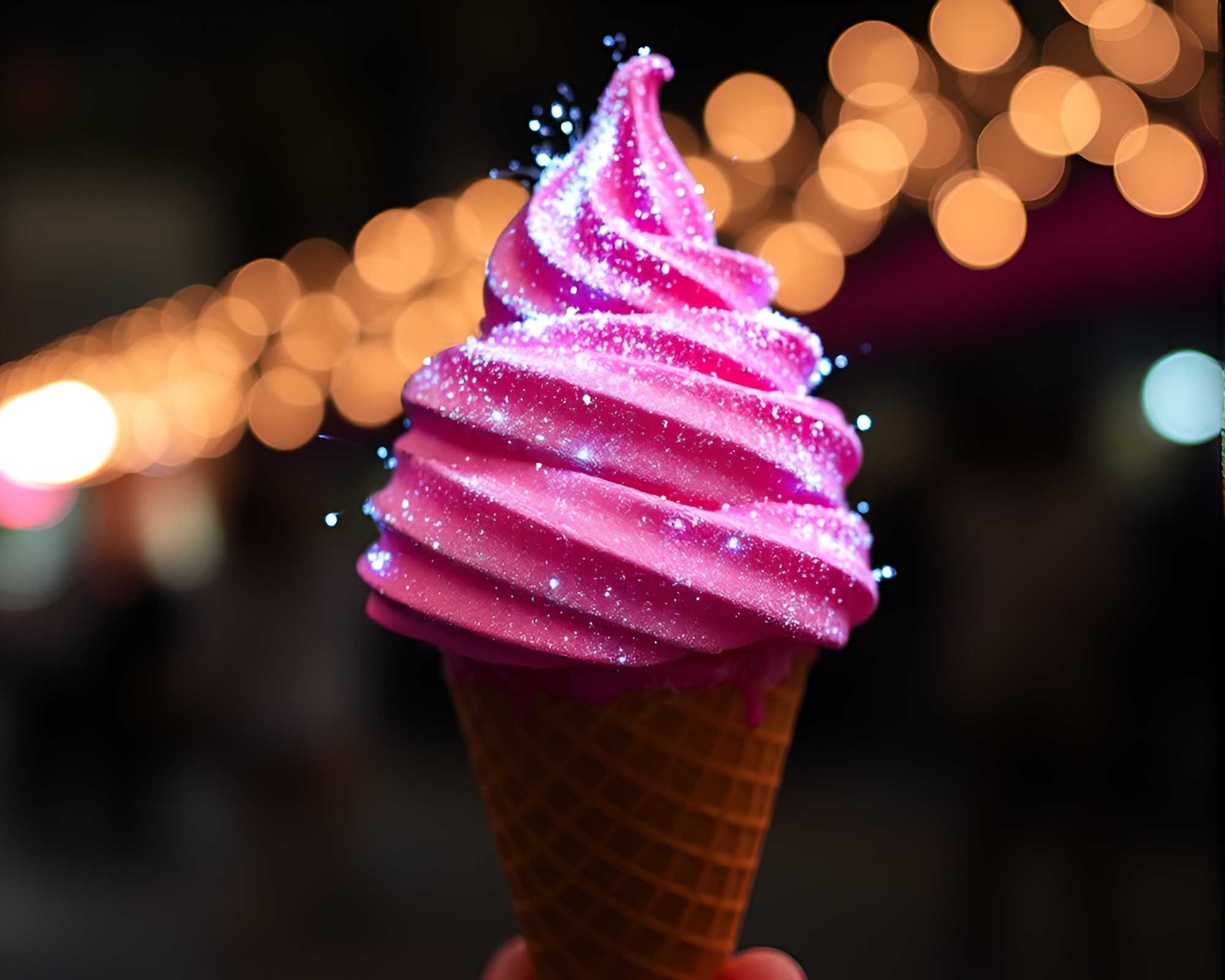 Whimsical Gelato Cone with Fingerprint Swirl Sparkles – free AI stock image