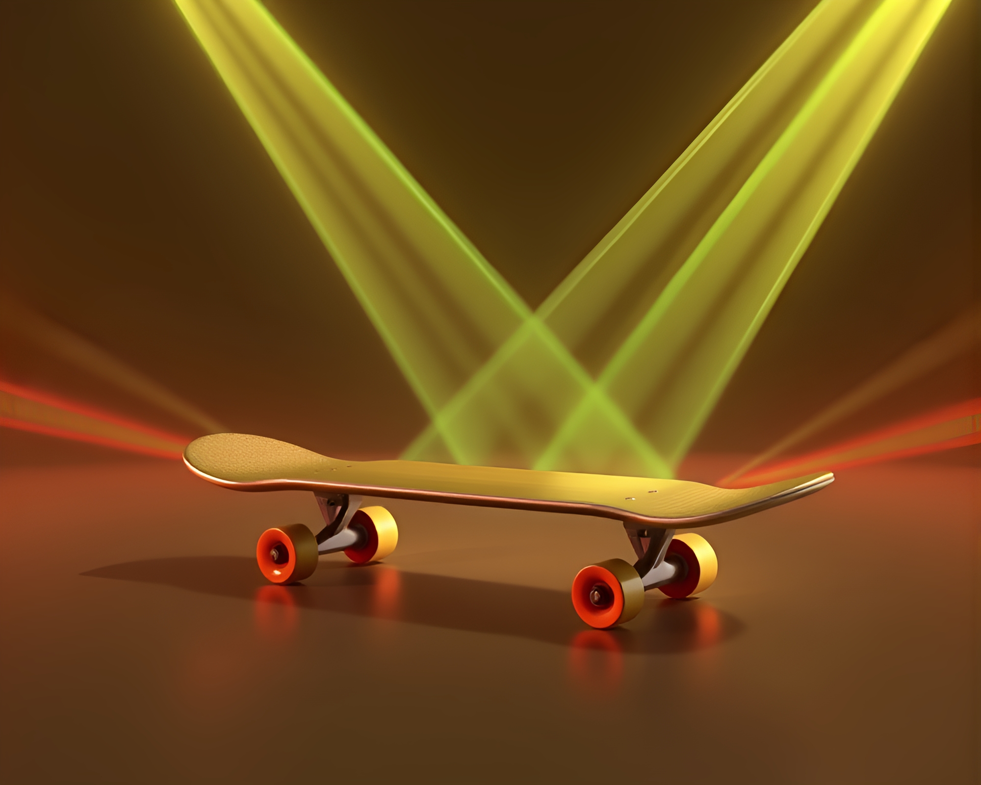 Skateboarder in High-Poly Laser Beam Stunt – free AI stock image
