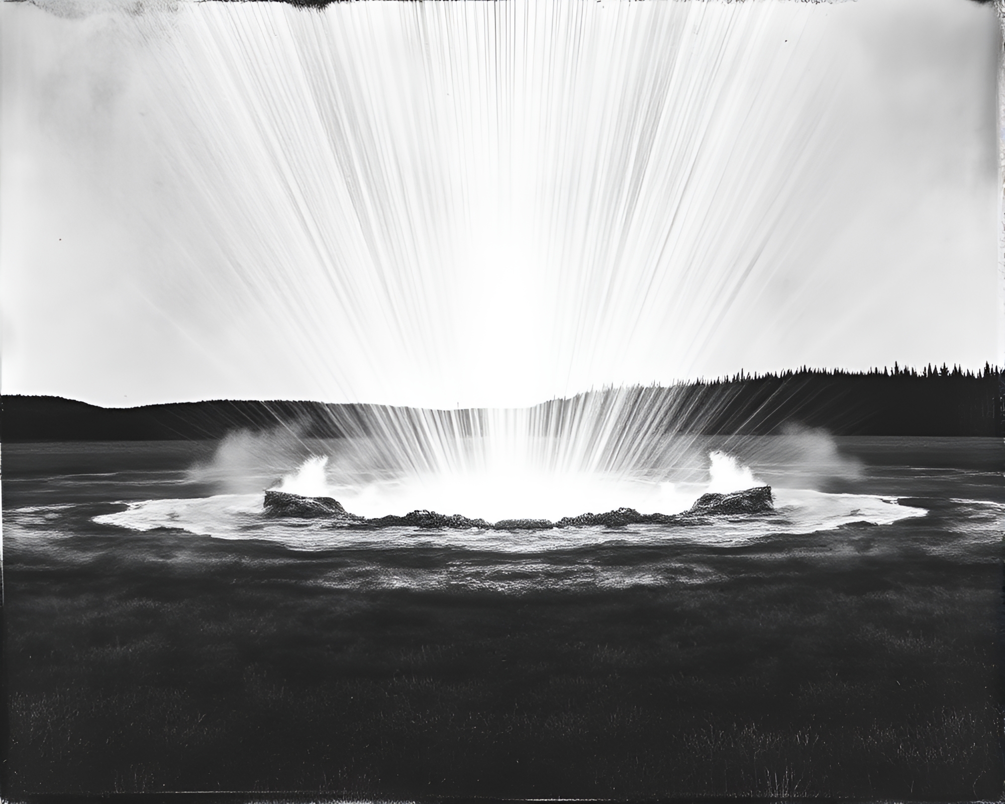 Etched Crosshatched Geyser Field in High-Key Lighting – free AI stock image