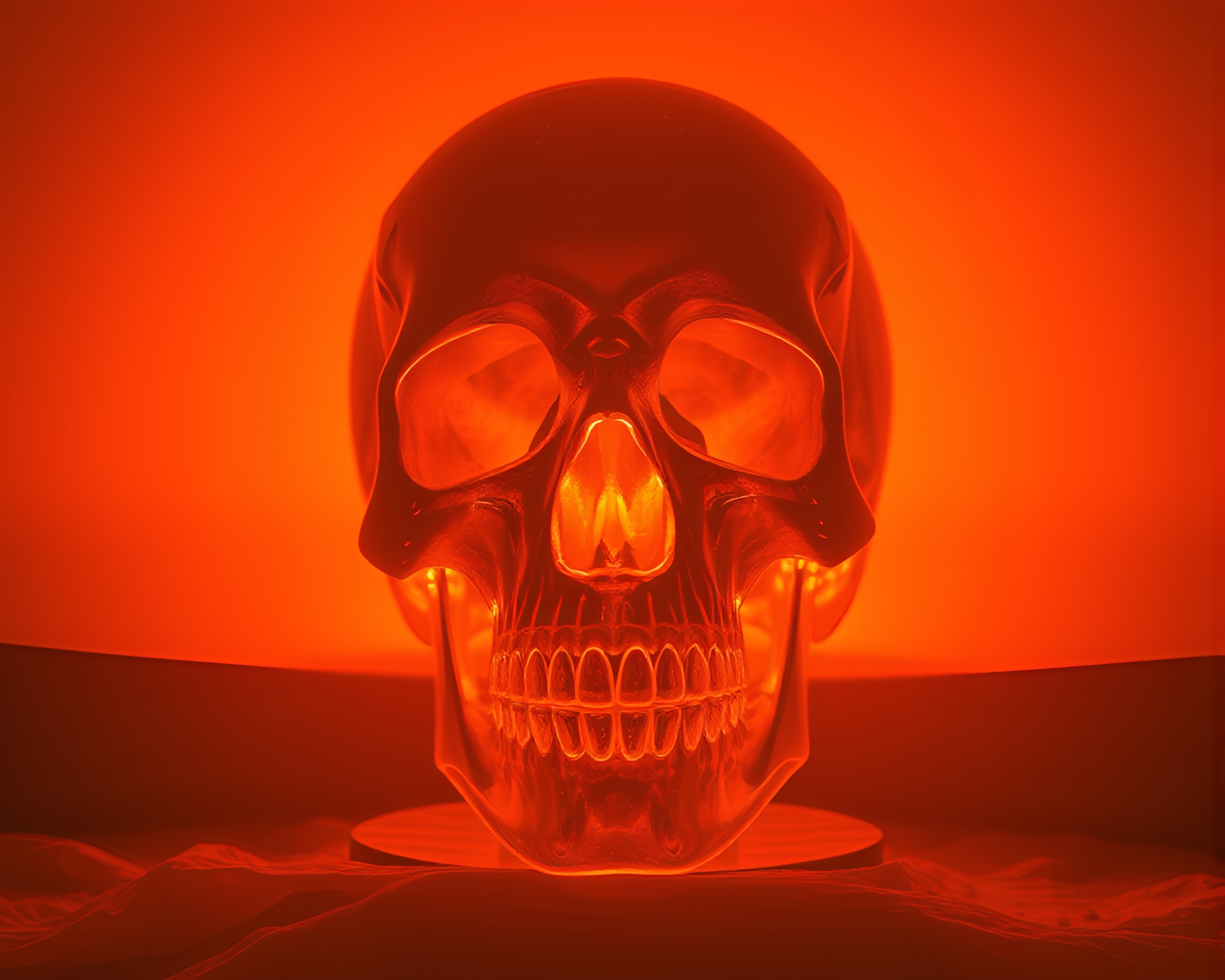Sunset Crystal Skull Duotone Scan Lines Composition – free AI stock image