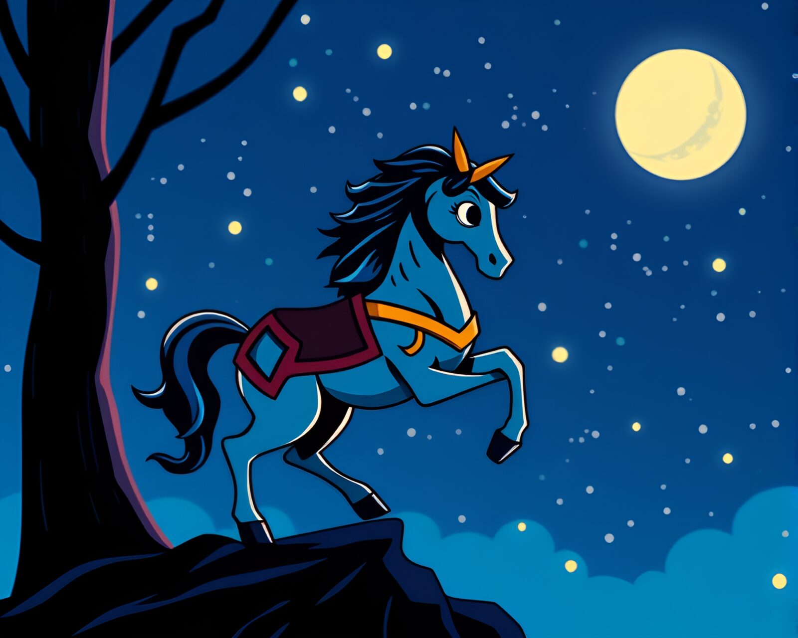 Fantastical cartoon centaur surrounded by film sprocket holes