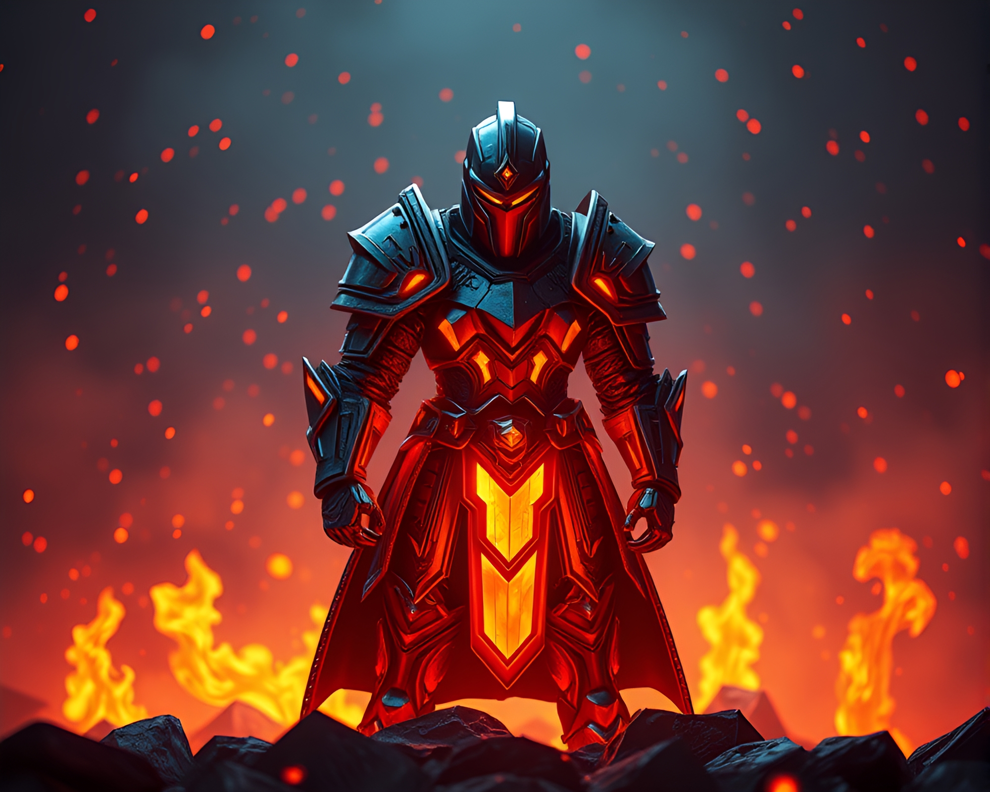 Fiery Armor: Pixelated Light Fantasy – free AI stock image