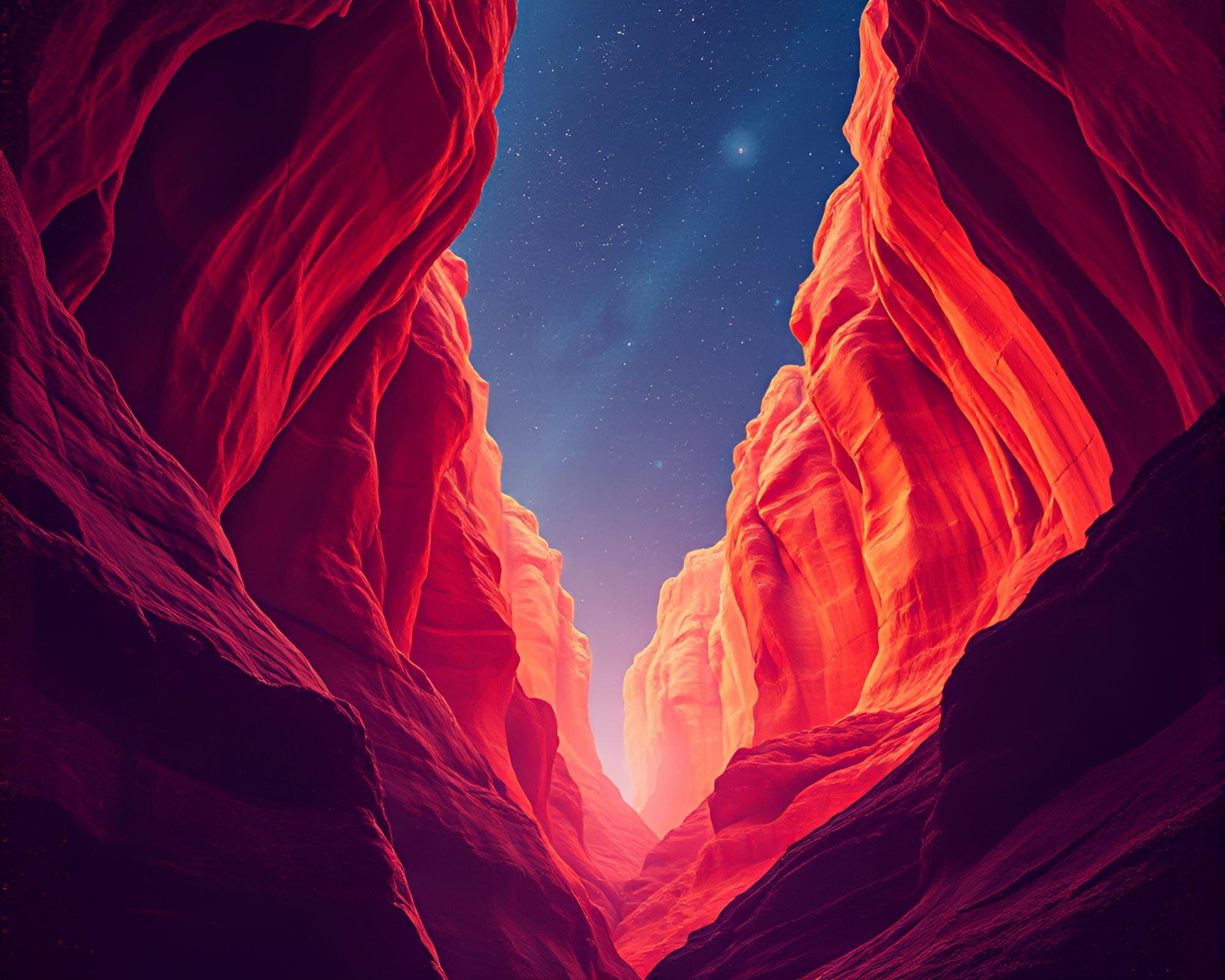 Surreal Halftone Dreamscape: Rust Canyon Grid Overlay – free AI stock image