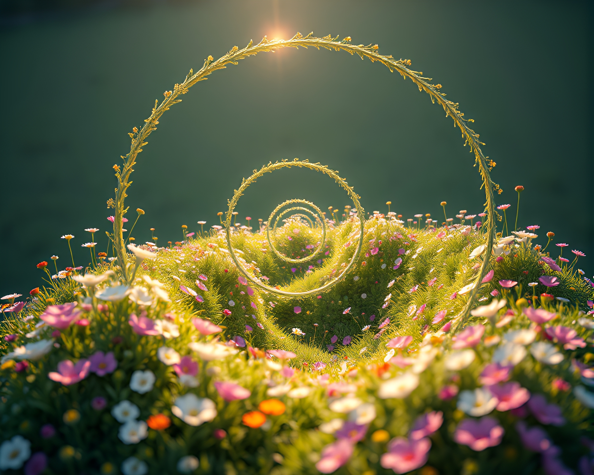 Spiral Blossoms in Enchanting Meadow – free AI stock image