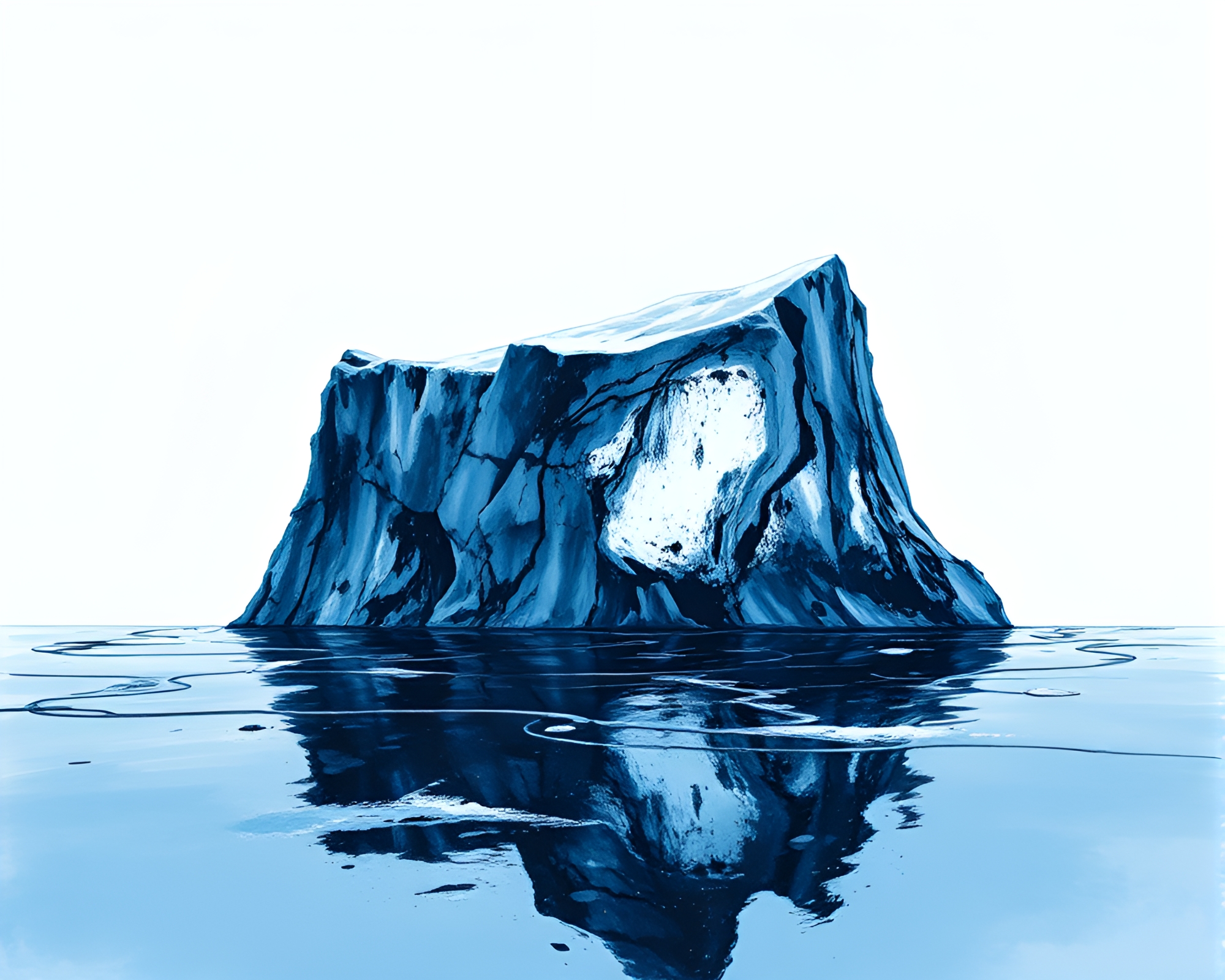 Engraved Arctic Iceberg Splashed by Ink, Bright – free AI stock image