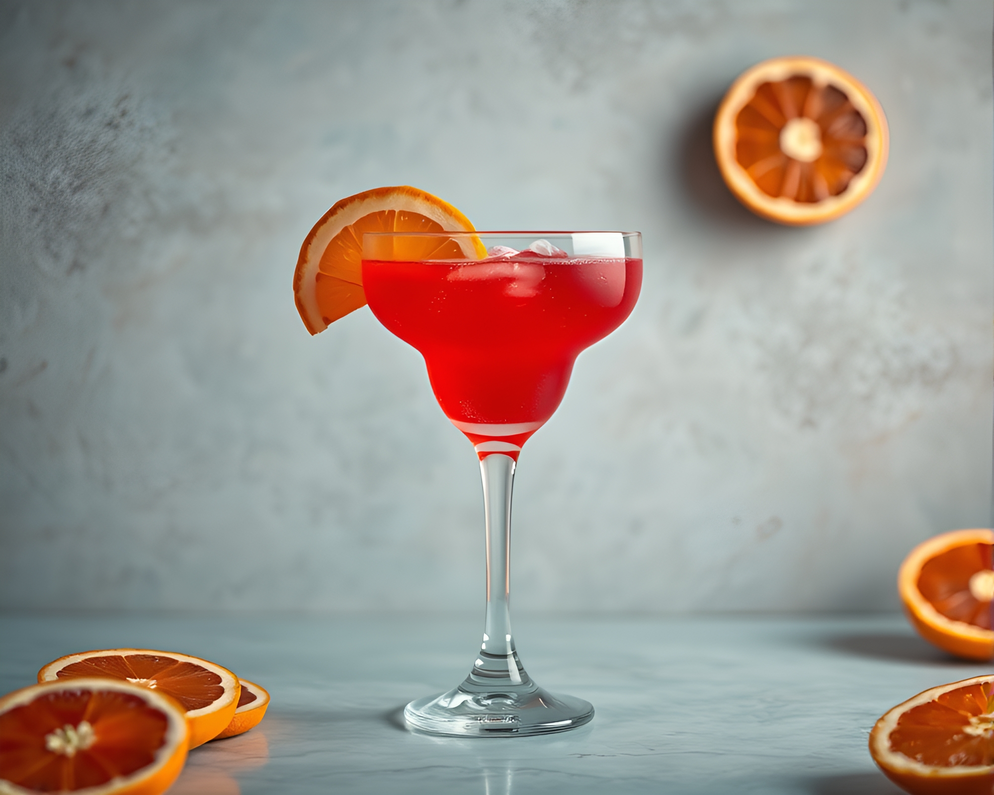 Ethereal Blood Orange Cocktail in Pastel-Hued Setting – free AI stock image