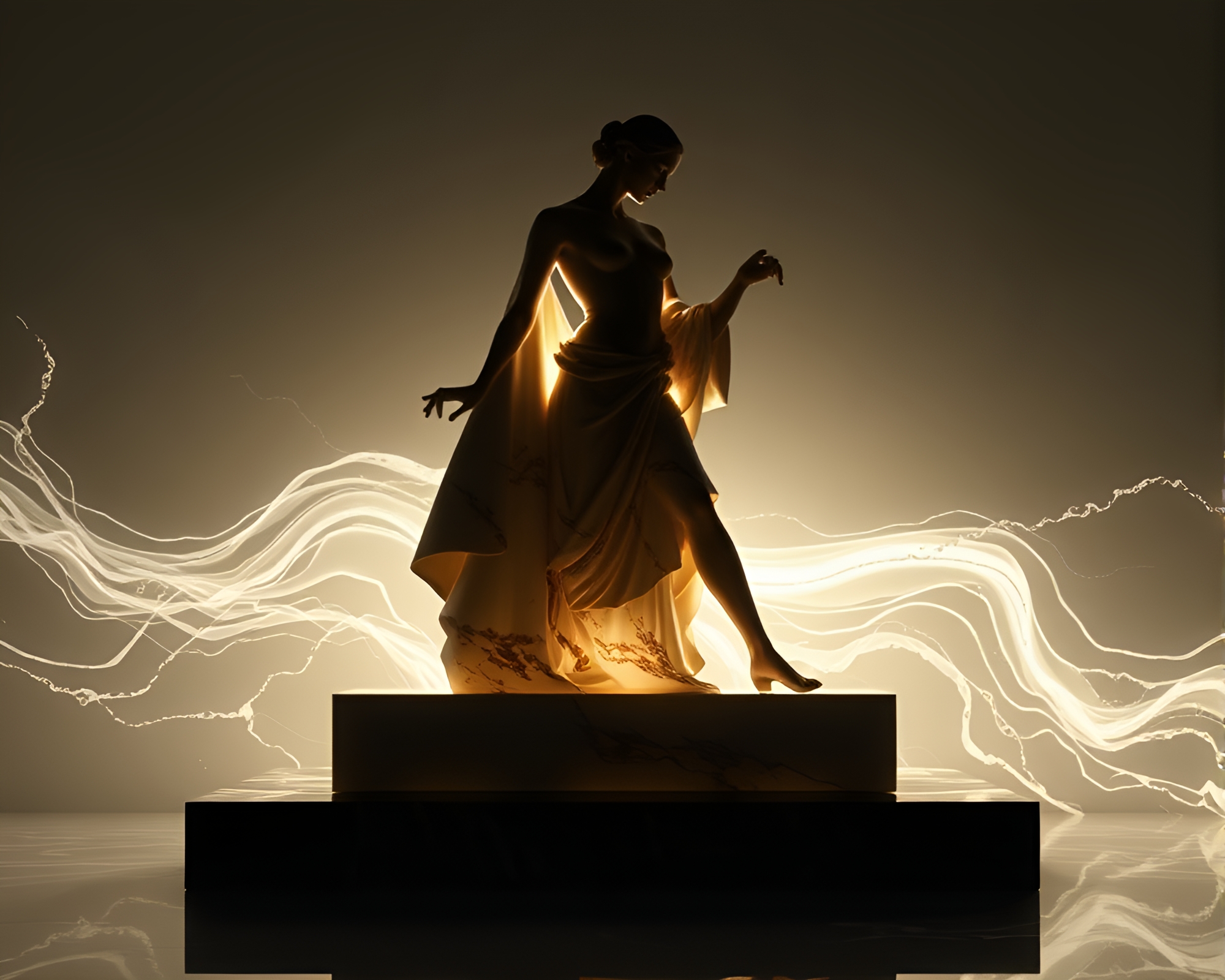 Marble Sculpture Pixelated Silhouette Fluid Simulation – free AI stock image