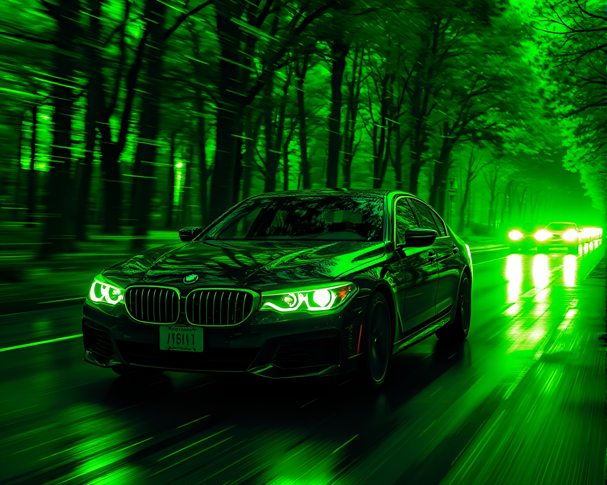 Glitchy Hover Car in Enchanted Forest – free AI stock image