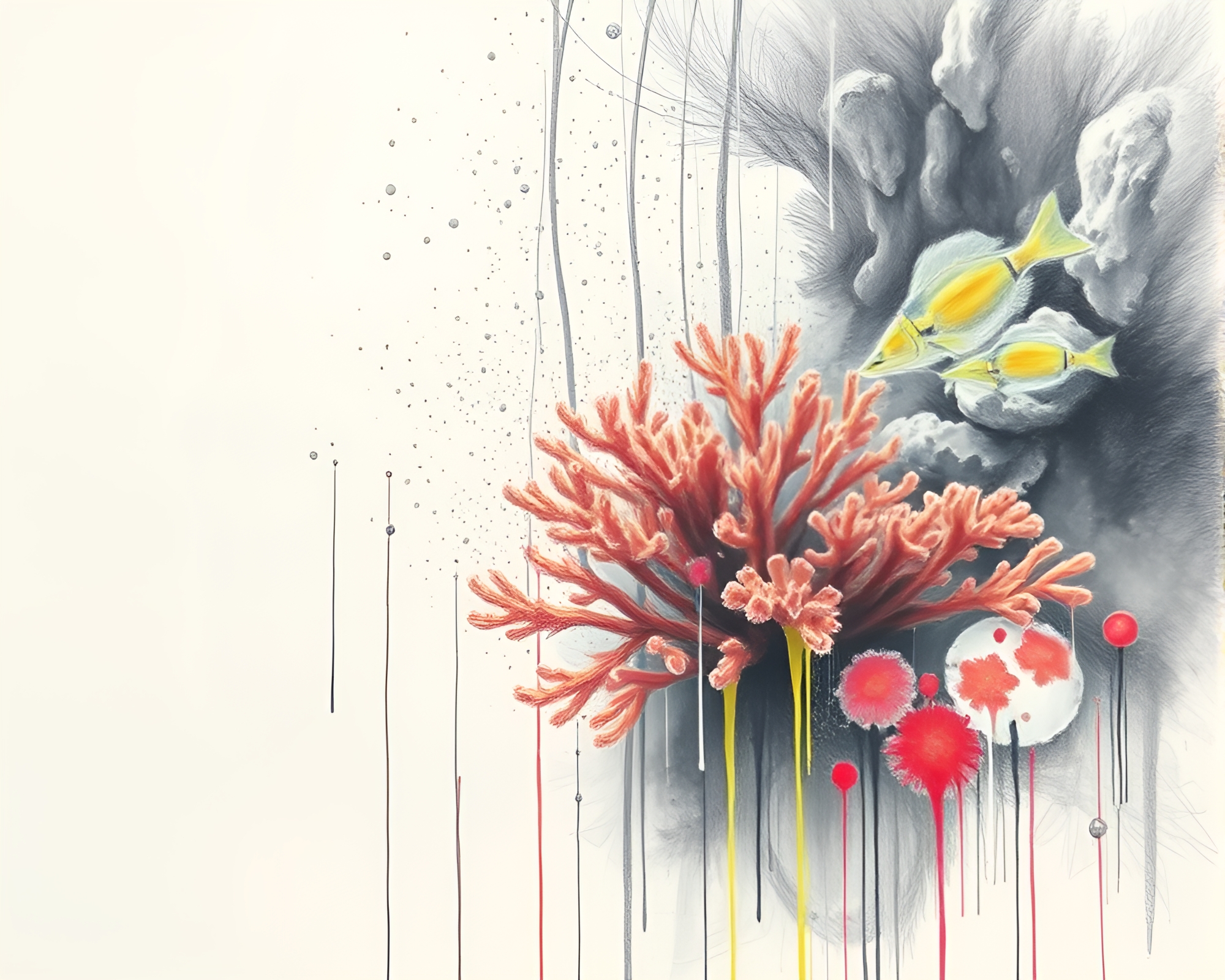 Spray Paint Coral Reef with VHS Distortion – free AI stock image