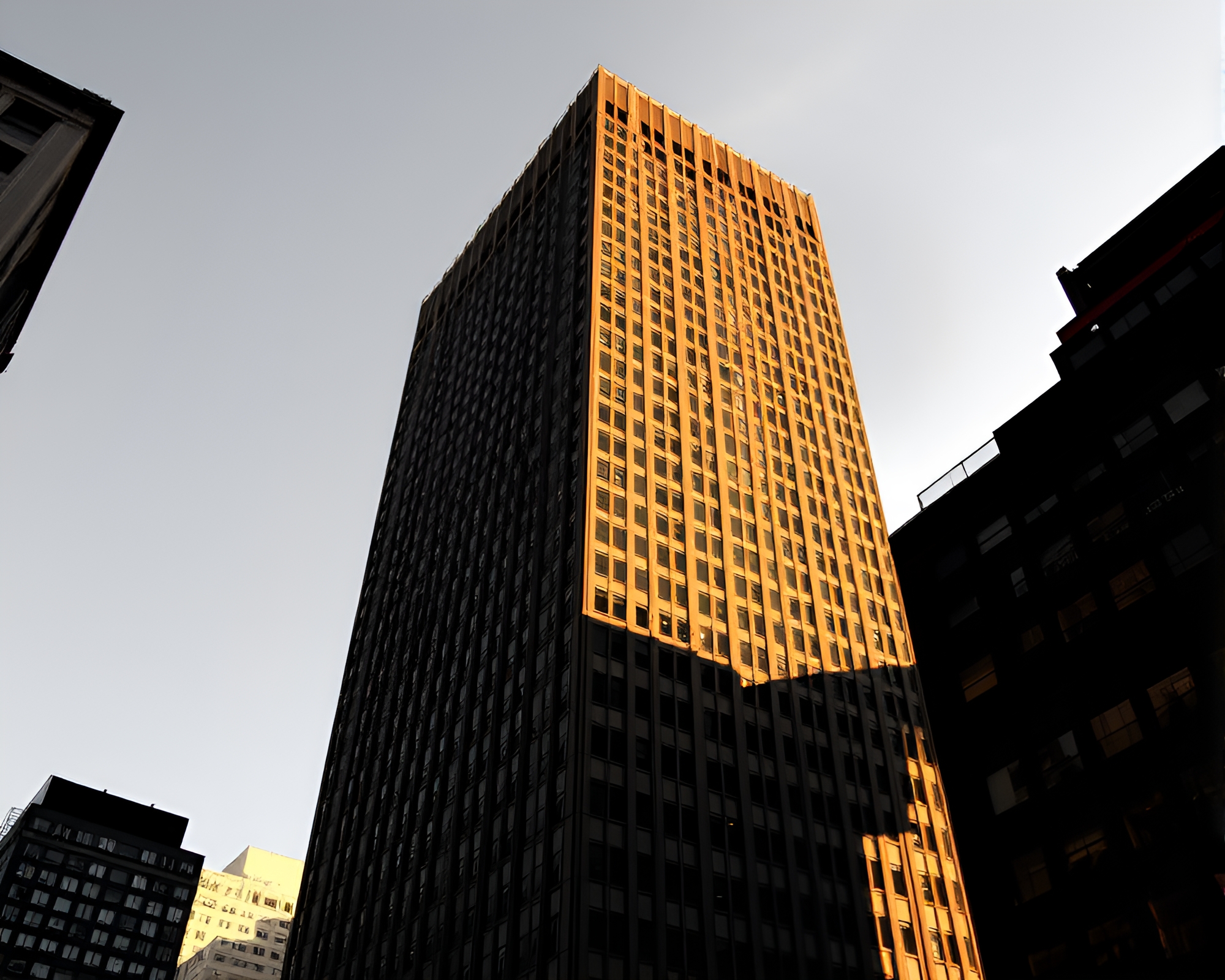 Golden Savannah Shadows: Skyscraper Silhouette – free AI stock image
