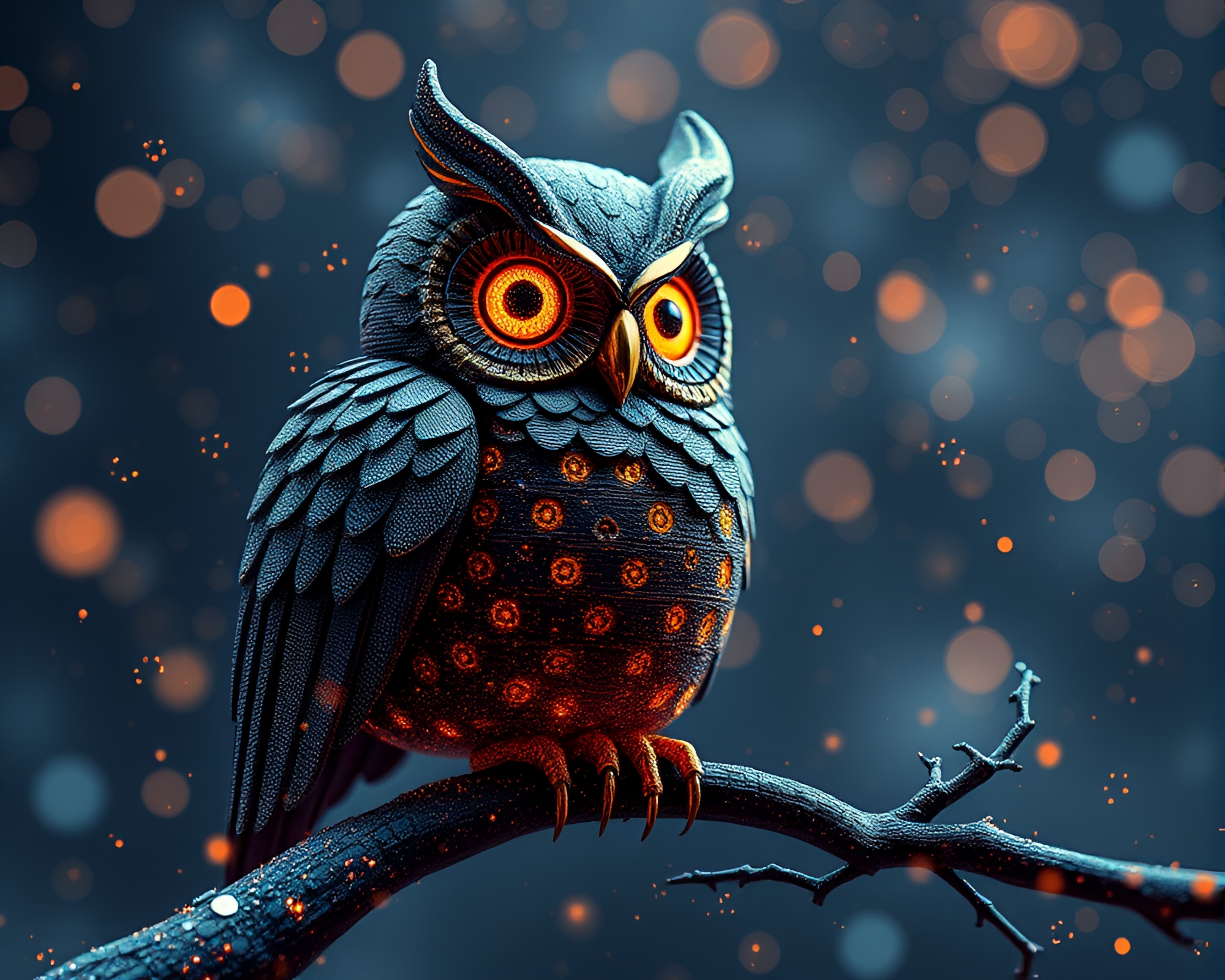 Clockwork Owl Leads Journey through Glitter Dust Voxel Maze – free AI stock image