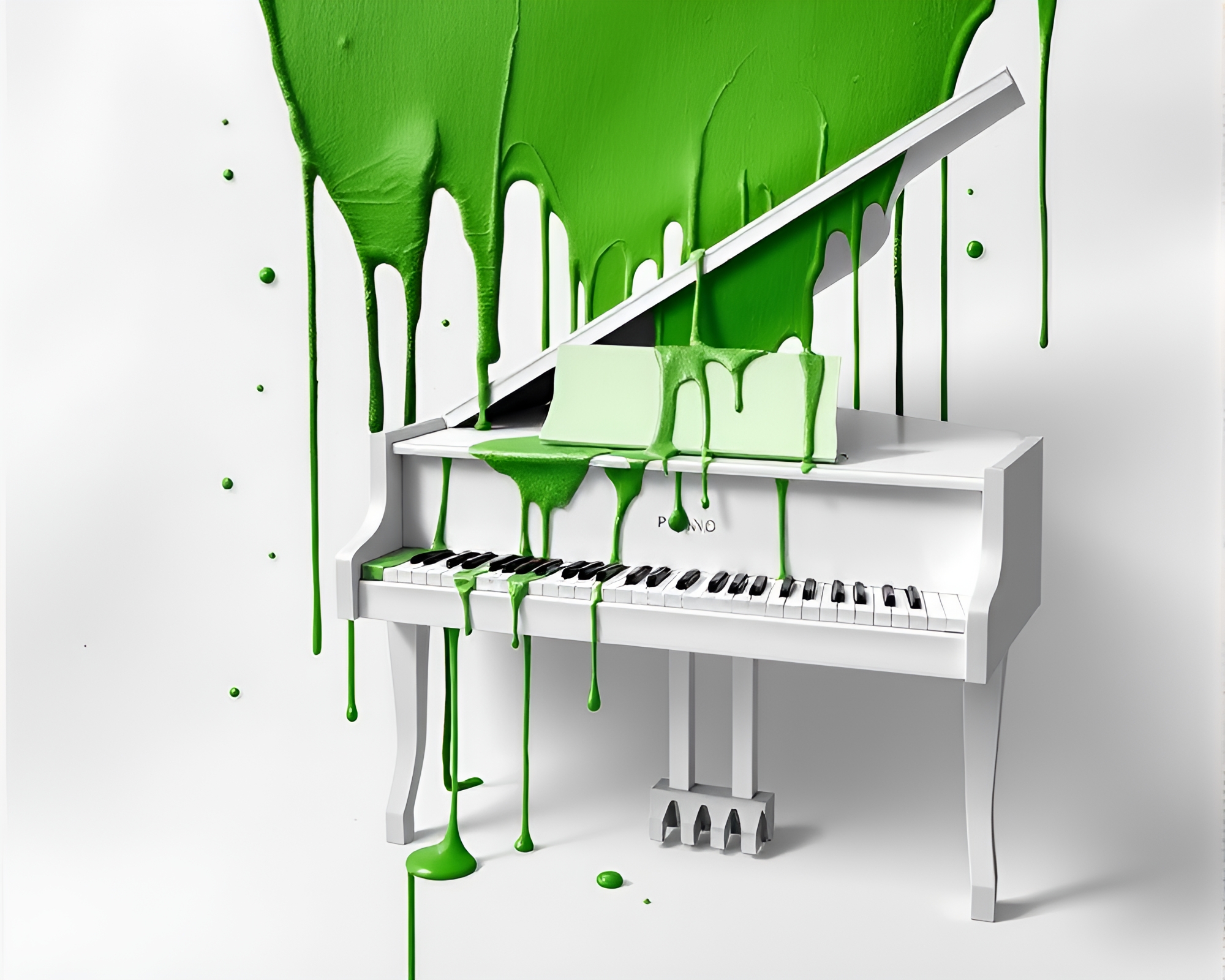 Melancholic Piano Melody in Green Origami Wonderland – free AI stock image