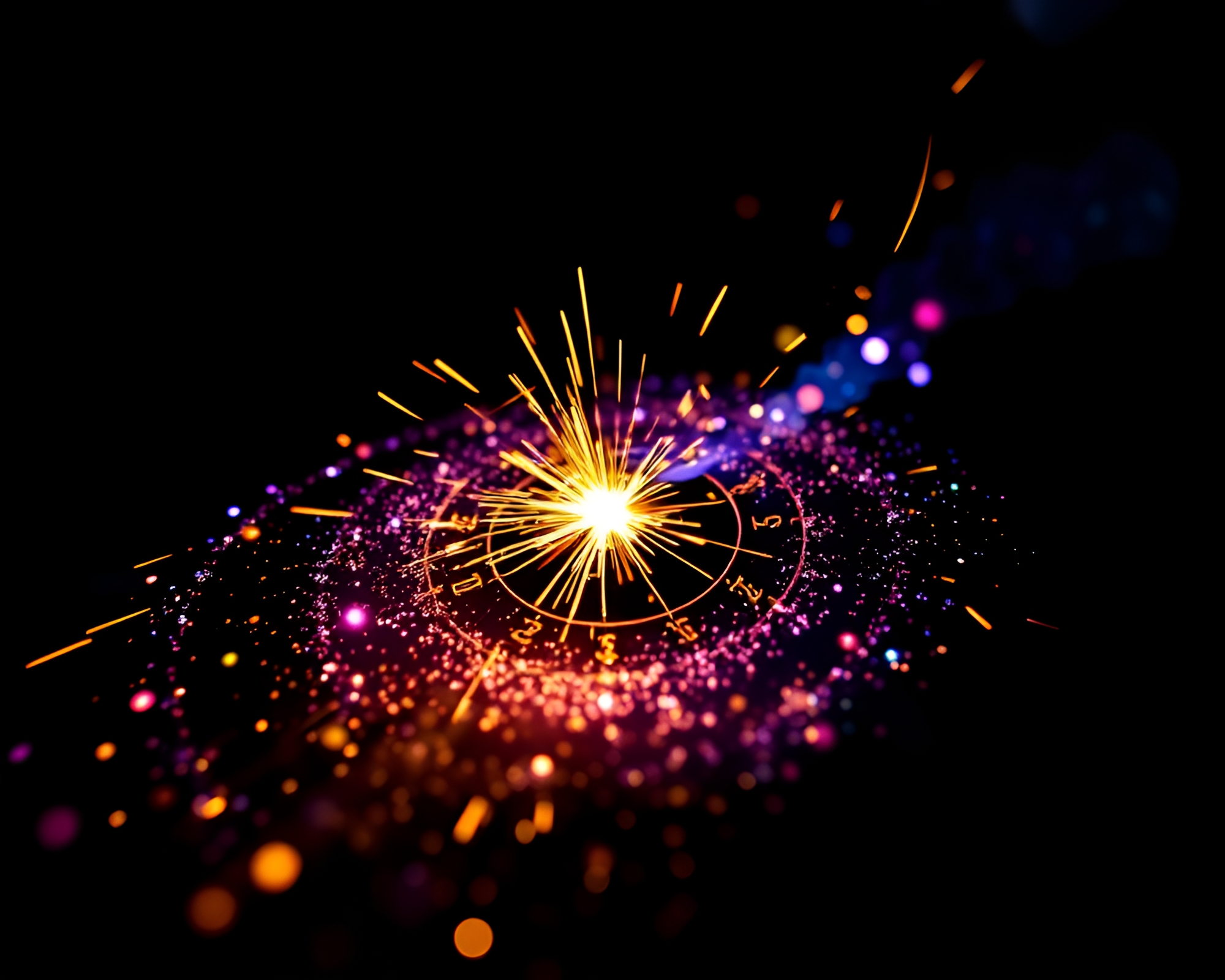 Galaxy-Pocket Sundial: Sparkler Trails Contrast – free AI stock image