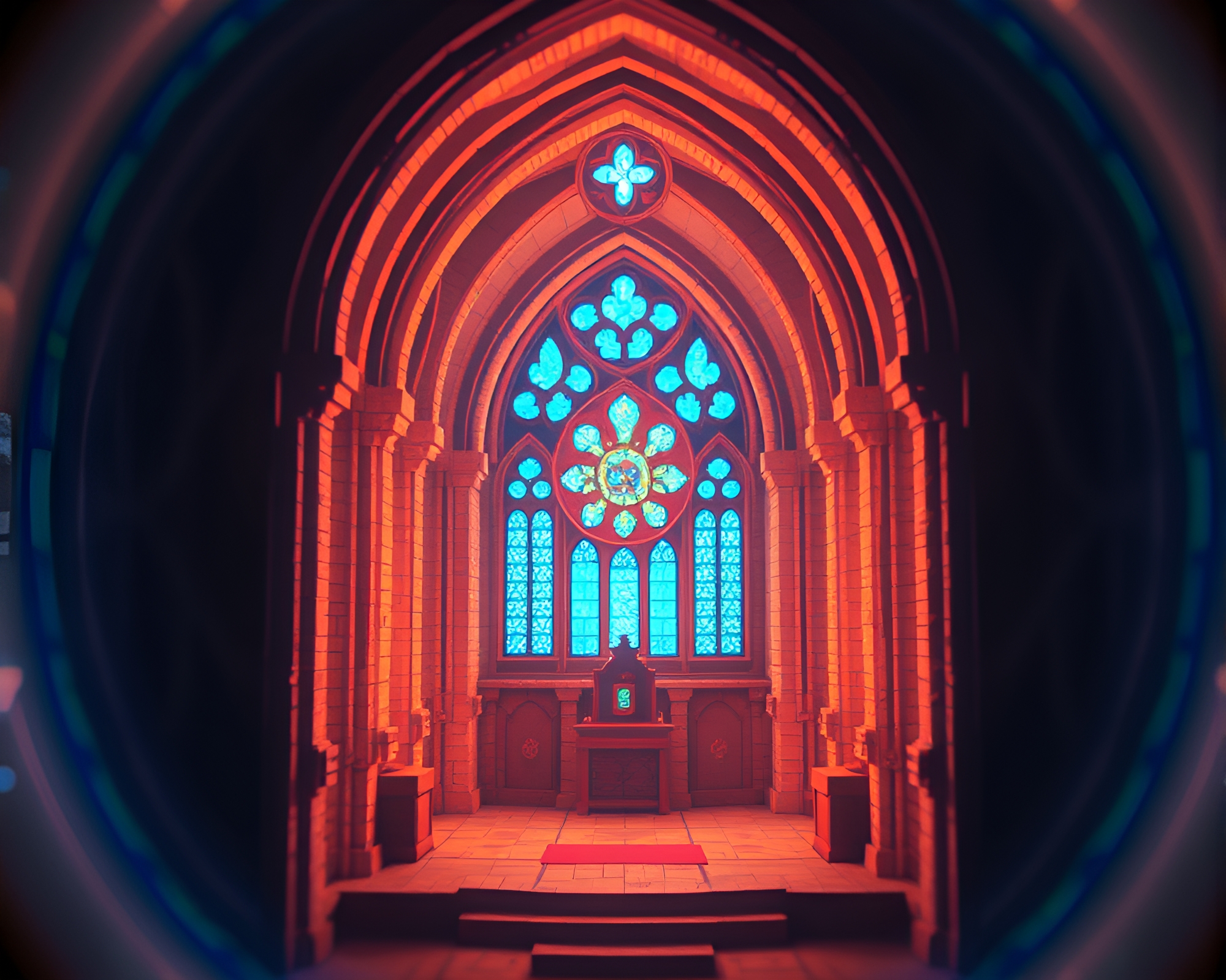 Voxel Smart Contact Lens Stained Cathedral Pattern – free AI stock image