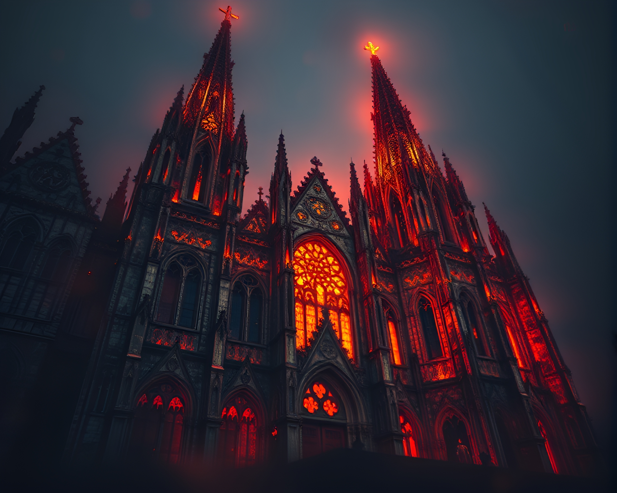Gothic Cathedral Sorcery Stitched Aura Glow – free AI stock image